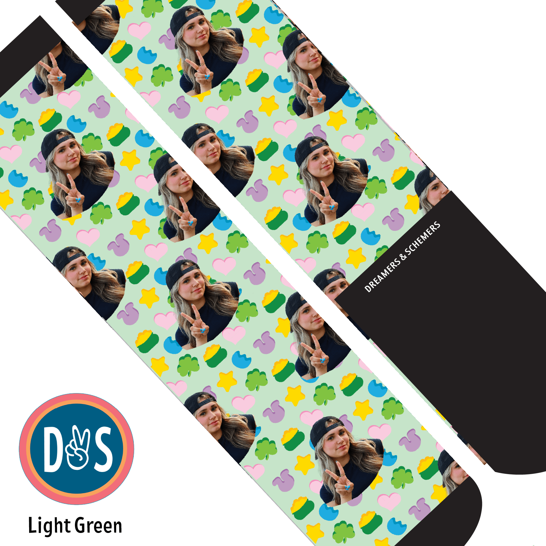 Custom AL Custom Socks Adult / Light Green Custom Solo with Lucky Treats Socks 1 Photo equestrian boot socks boot socks thin socks riding socks pattern socks tall socks funny socks knee high socks horse socks horse show socks