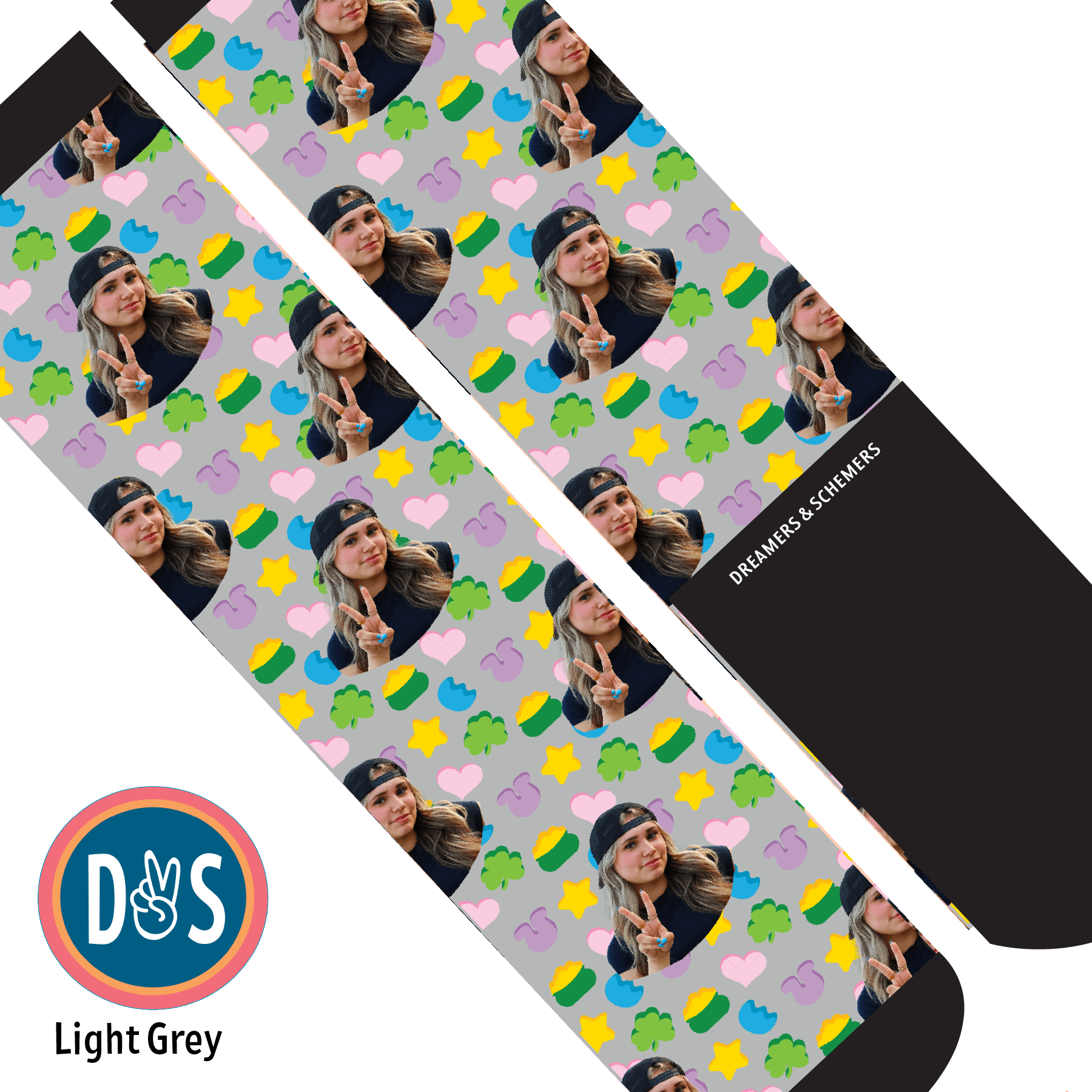 Custom AL Custom Socks Adult / Light Grey Custom Solo with Lucky Treats Socks 1 Photo equestrian boot socks boot socks thin socks riding socks pattern socks tall socks funny socks knee high socks horse socks horse show socks