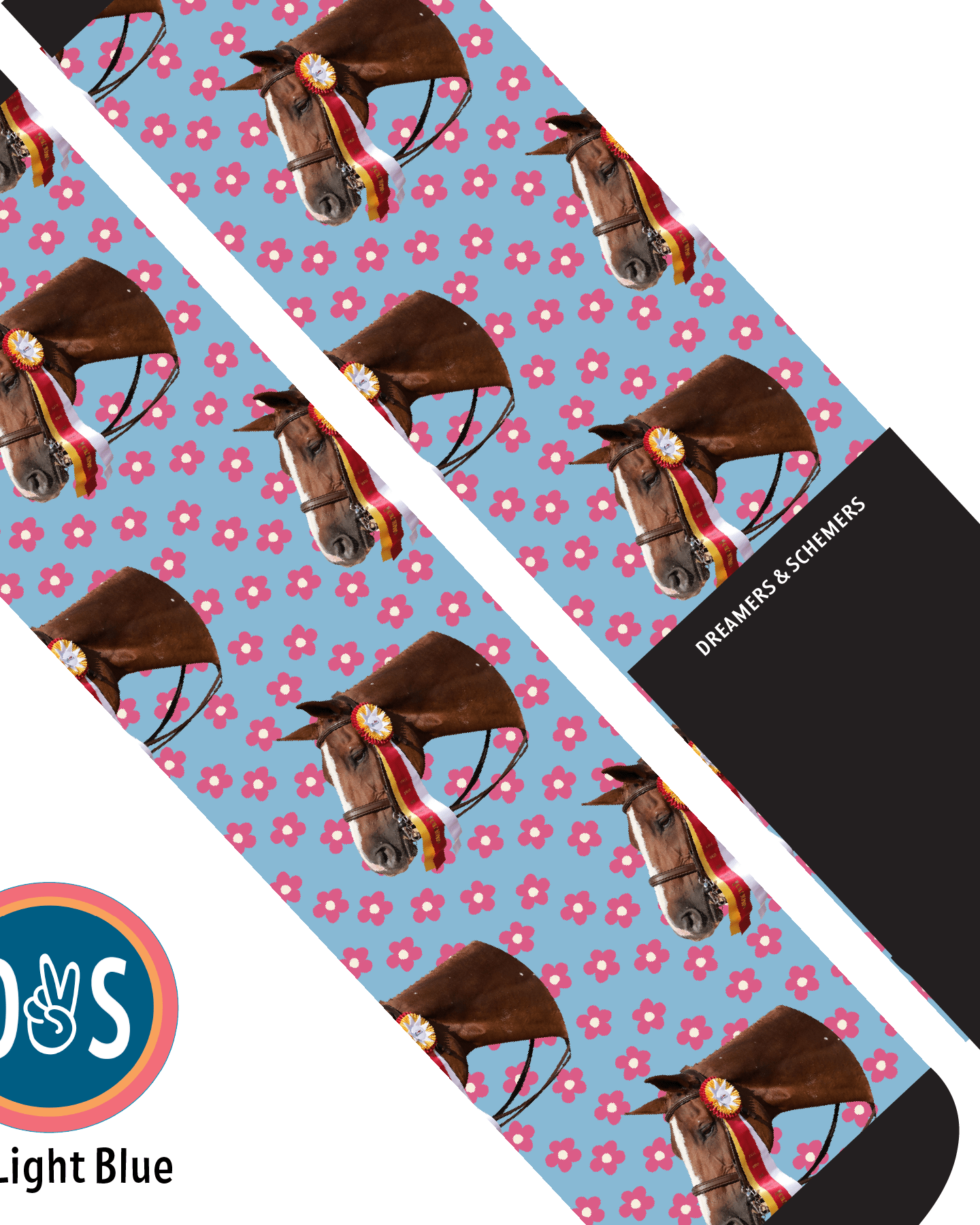 Custom AL Custom Socks Adult / Light Blue Custom Solo with Pinky Petals Socks 1 Photo equestrian boot socks boot socks thin socks riding socks pattern socks tall socks funny socks knee high socks horse socks horse show socks