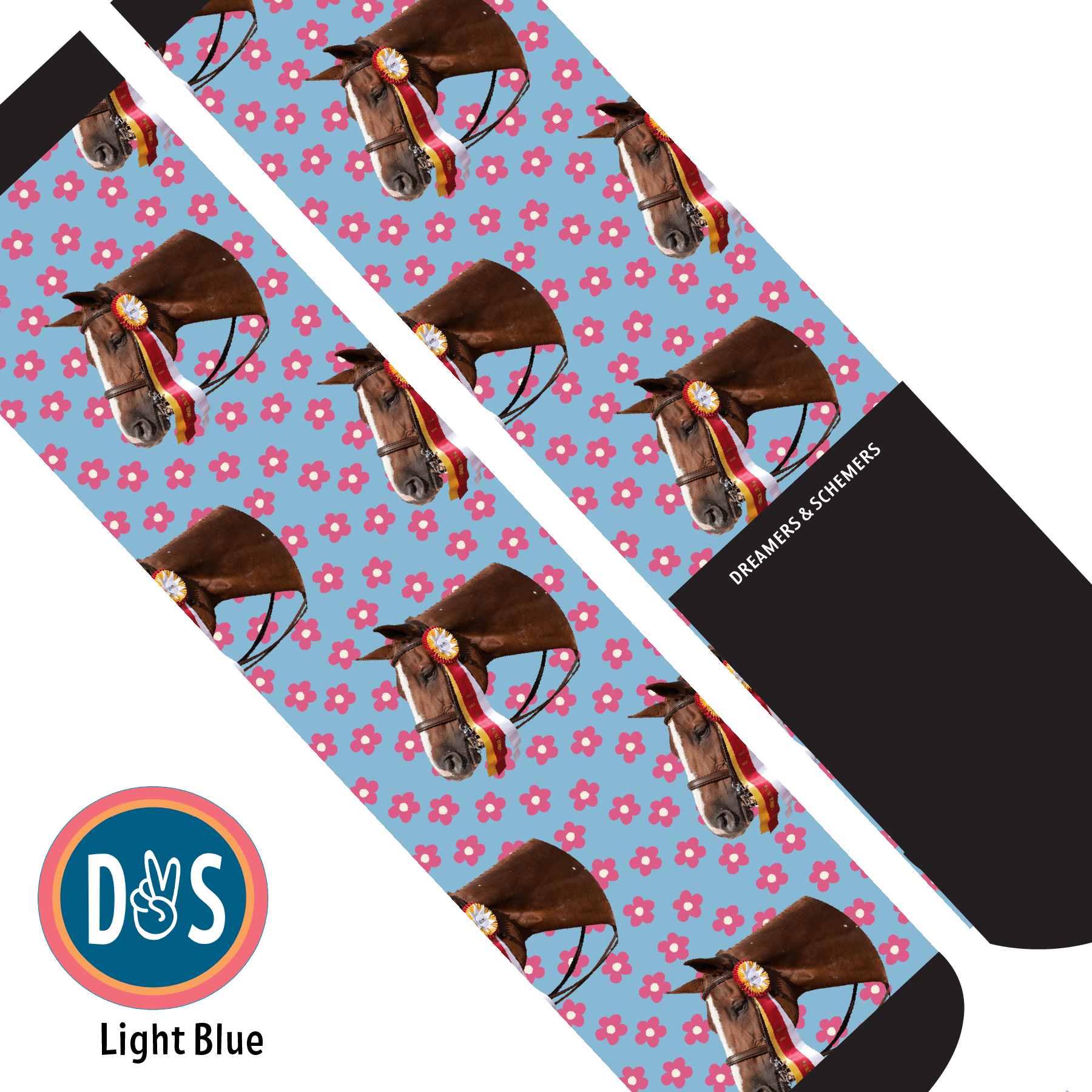 Custom AL Custom Socks Adult / Light Blue Custom Solo with Pinky Petals Socks 1 Photo equestrian boot socks boot socks thin socks riding socks pattern socks tall socks funny socks knee high socks horse socks horse show socks
