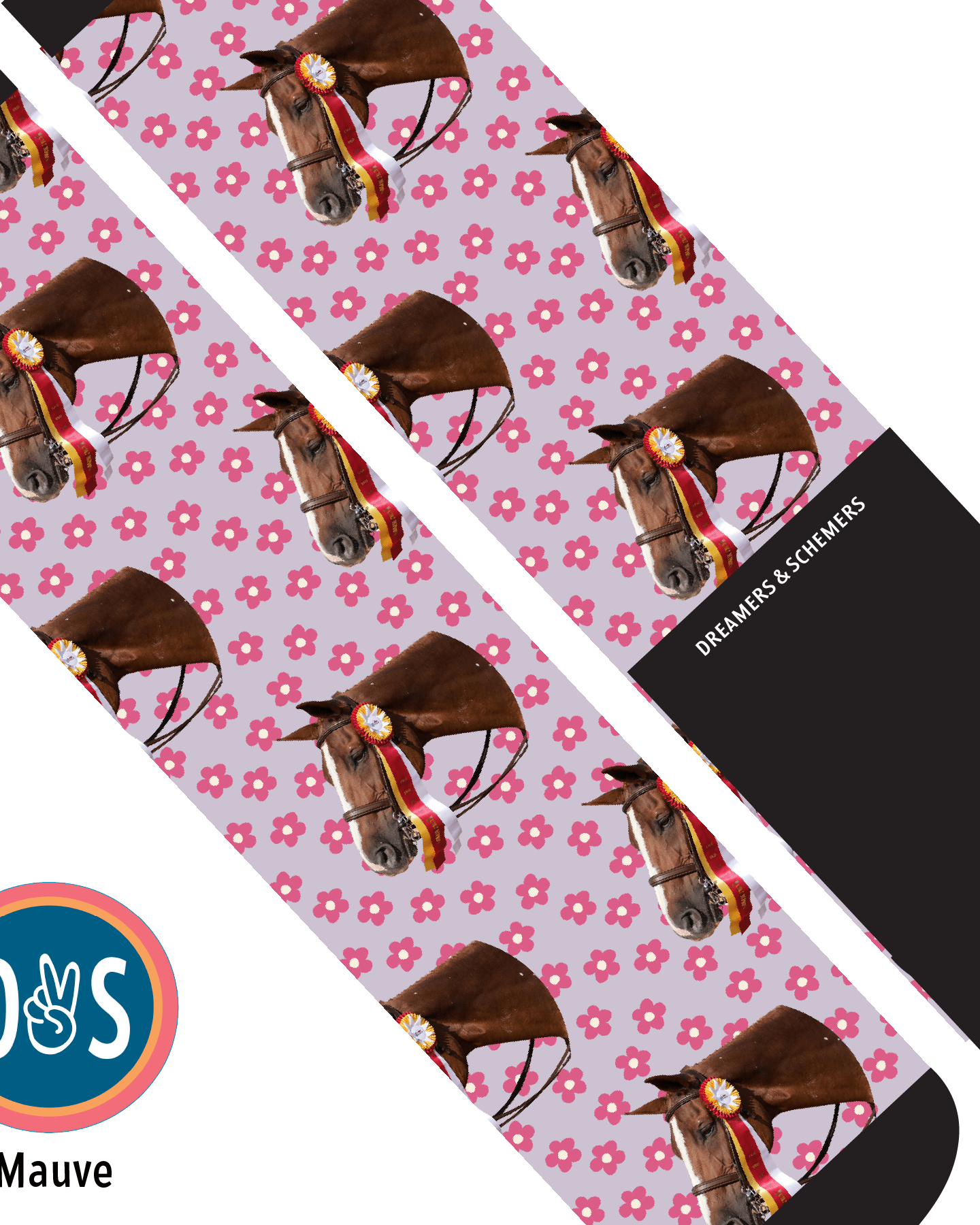 Custom AL Custom Socks Adult / Mauve Custom Solo with Pinky Petals Socks 1 Photo equestrian boot socks boot socks thin socks riding socks pattern socks tall socks funny socks knee high socks horse socks horse show socks