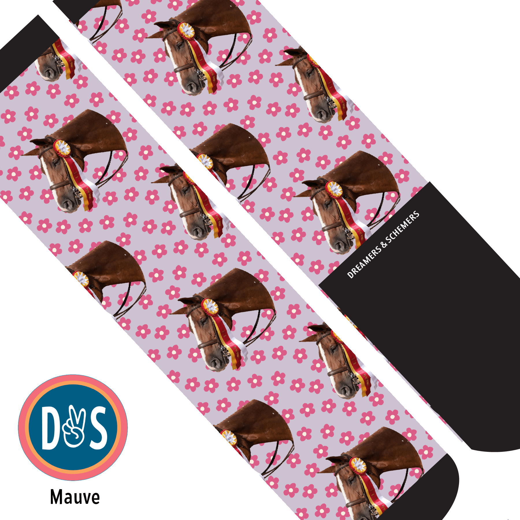 Custom AL Custom Socks Adult / Mauve Custom Solo with Pinky Petals Socks 1 Photo equestrian boot socks boot socks thin socks riding socks pattern socks tall socks funny socks knee high socks horse socks horse show socks