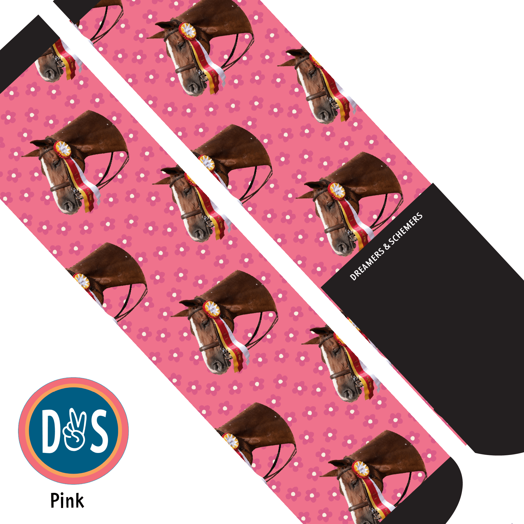 Custom AL Custom Socks Adult / Pink Custom Solo with Pinky Petals Socks 1 Photo equestrian boot socks boot socks thin socks riding socks pattern socks tall socks funny socks knee high socks horse socks horse show socks