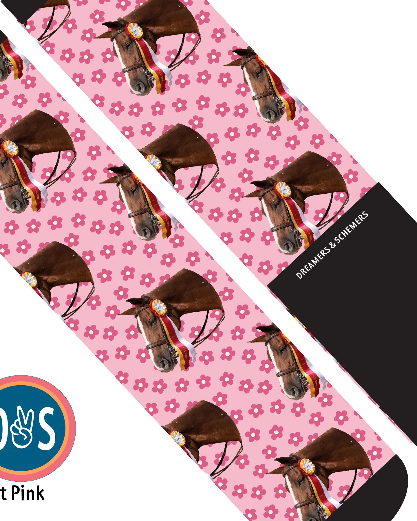 Custom AL Custom Socks Adult / Light Pink Custom Solo with Pinky Petals Socks 1 Photo equestrian boot socks boot socks thin socks riding socks pattern socks tall socks funny socks knee high socks horse socks horse show socks