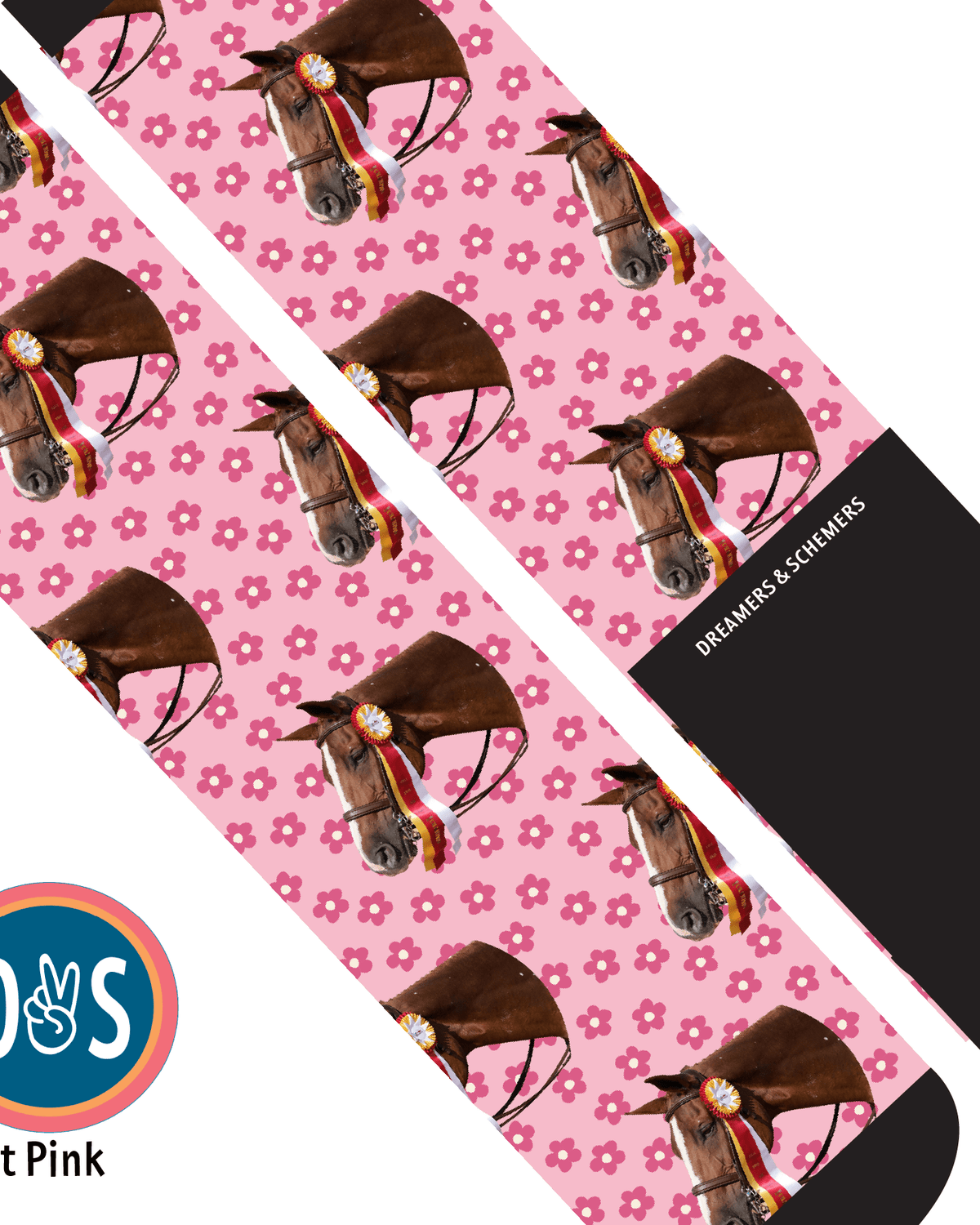 Pinky Petals custom photo equestrian boot socks, additional view