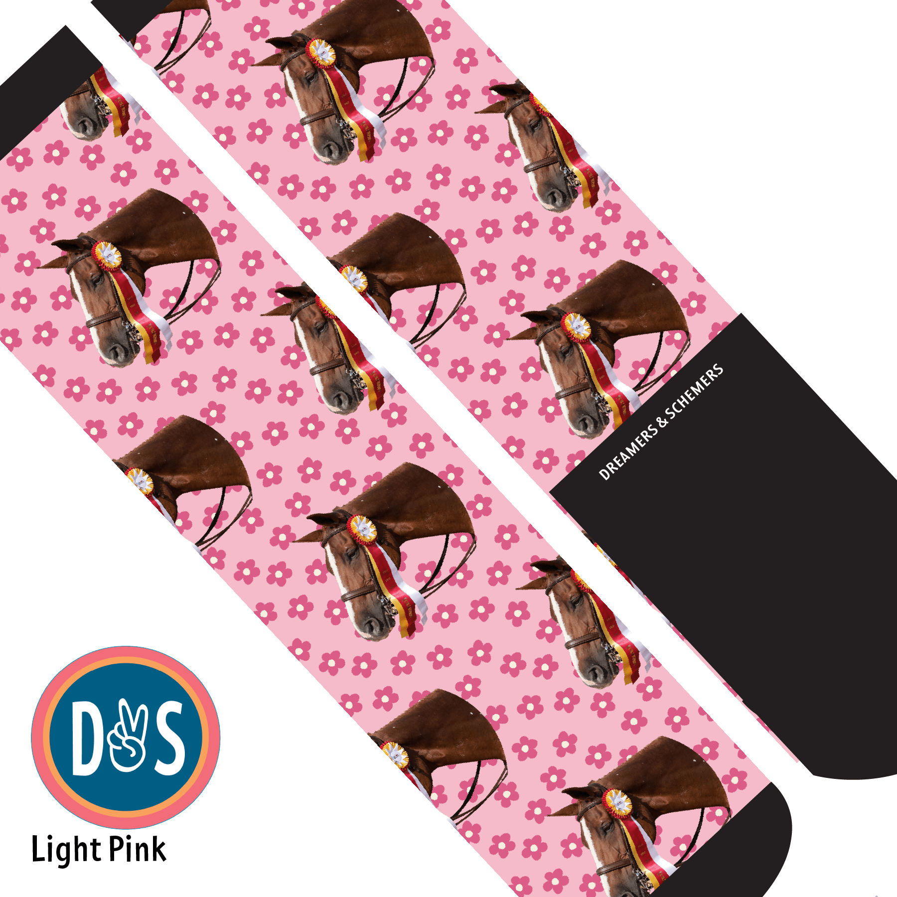 Custom AL Custom Socks Adult / Light Pink Custom Solo with Pinky Petals Socks 1 Photo equestrian boot socks boot socks thin socks riding socks pattern socks tall socks funny socks knee high socks horse socks horse show socks