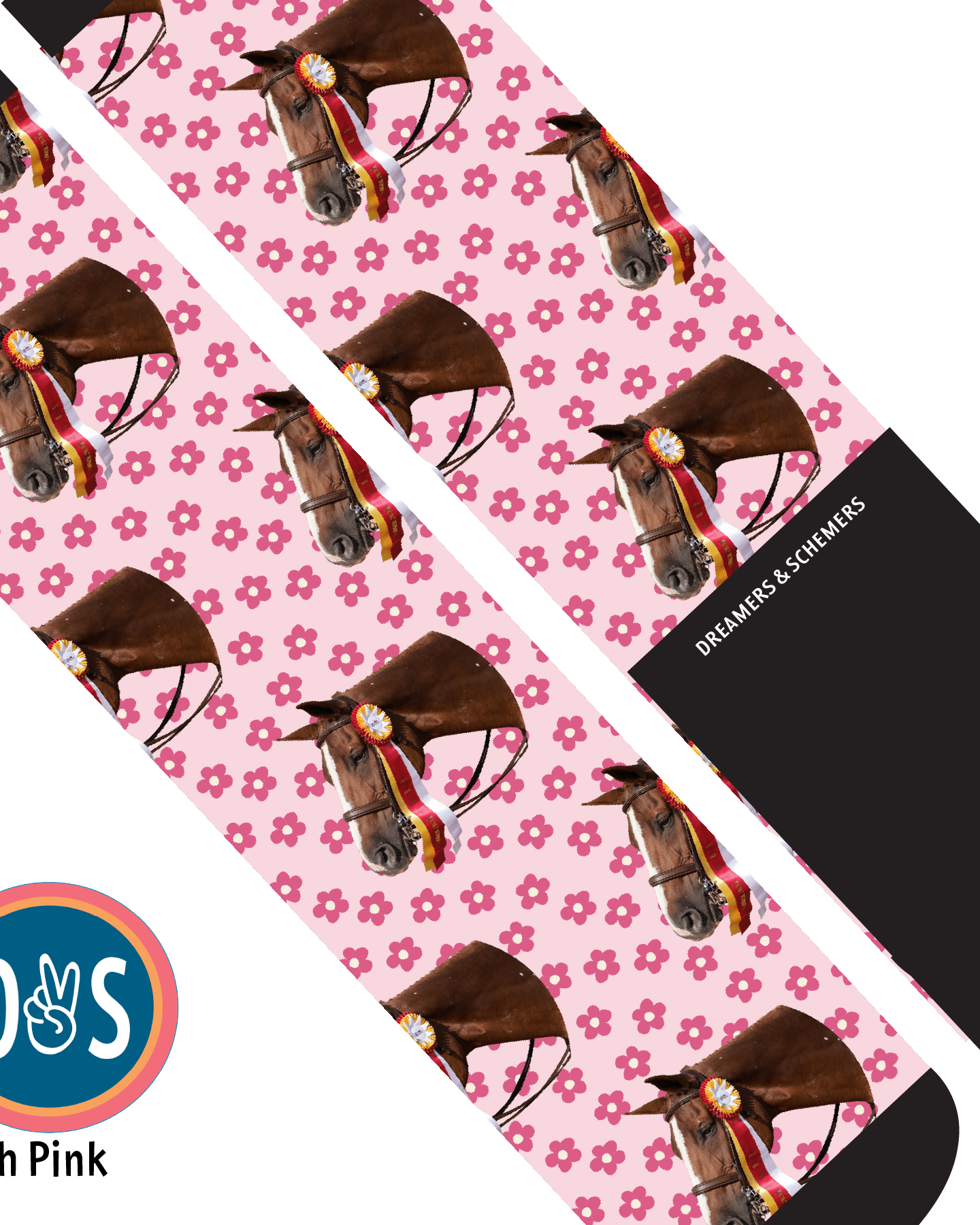 Custom AL Custom Socks Adult / Blush Pink Custom Solo with Pinky Petals Socks 1 Photo equestrian boot socks boot socks thin socks riding socks pattern socks tall socks funny socks knee high socks horse socks horse show socks