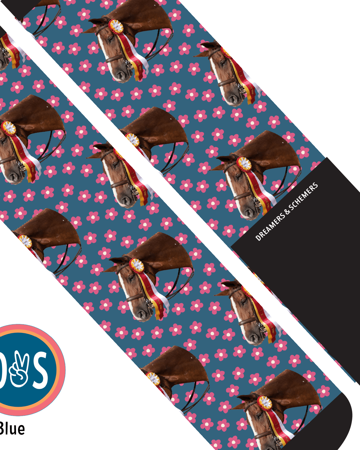 Custom AL Custom Socks Adult / Blue Custom Solo with Pinky Petals Socks 1 Photo equestrian boot socks boot socks thin socks riding socks pattern socks tall socks funny socks knee high socks horse socks horse show socks