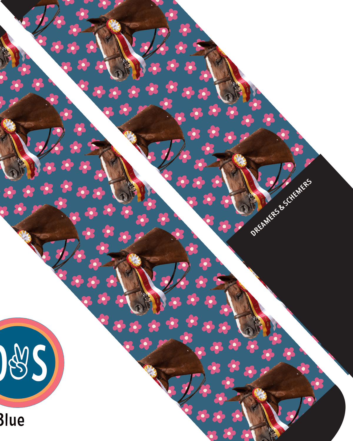 Pinky Petals custom photo equestrian boot socks, additional view