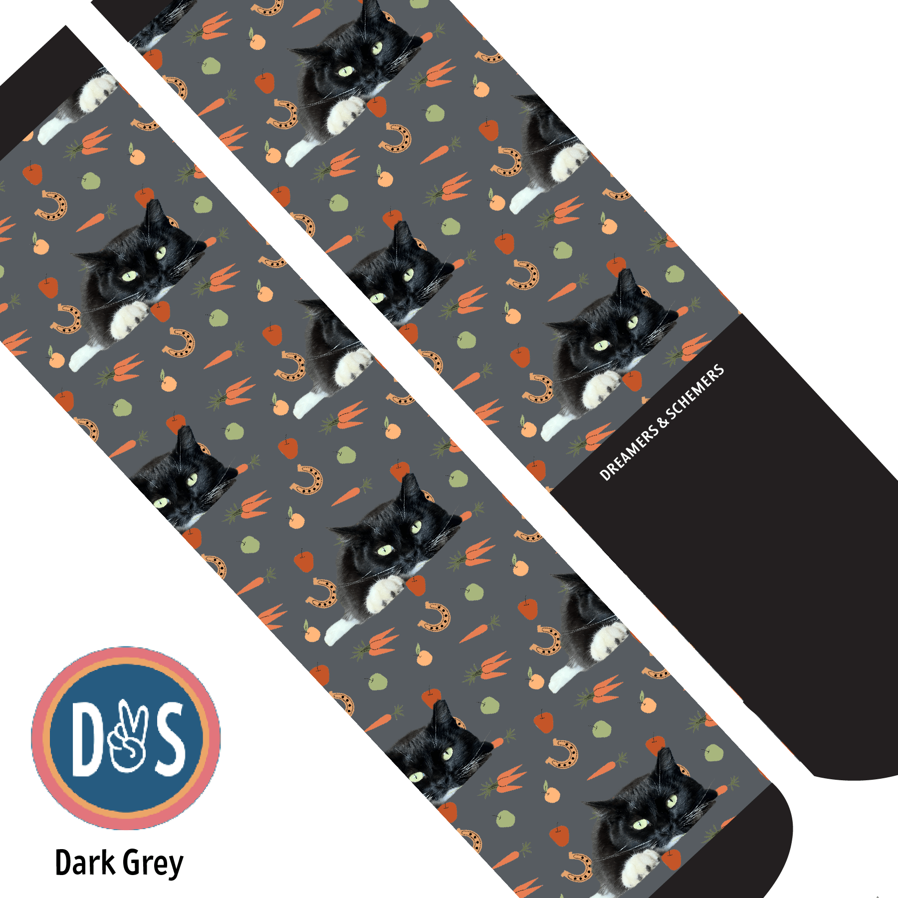 Custom AL Custom Socks Adult / Dark Grey Custom Solo with Stable Snackies Socks 1 Photo equestrian boot socks boot socks thin socks riding socks pattern socks tall socks funny socks knee high socks horse socks horse show socks