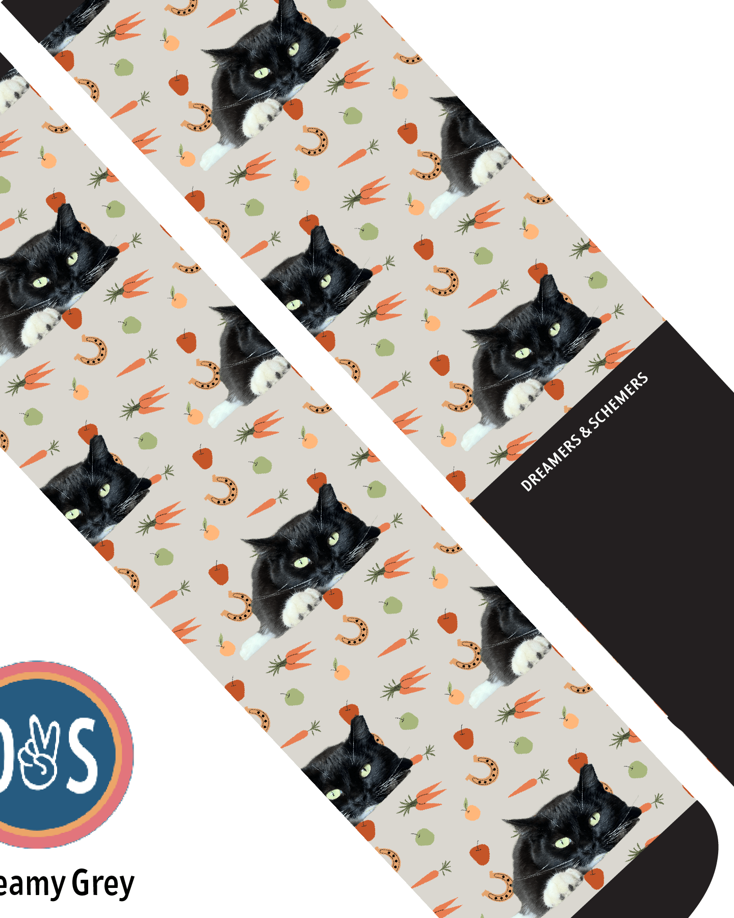 Custom AL Custom Socks Adult / Creamy Grey Custom Solo with Stable Snackies Socks 1 Photo equestrian boot socks boot socks thin socks riding socks pattern socks tall socks funny socks knee high socks horse socks horse show socks