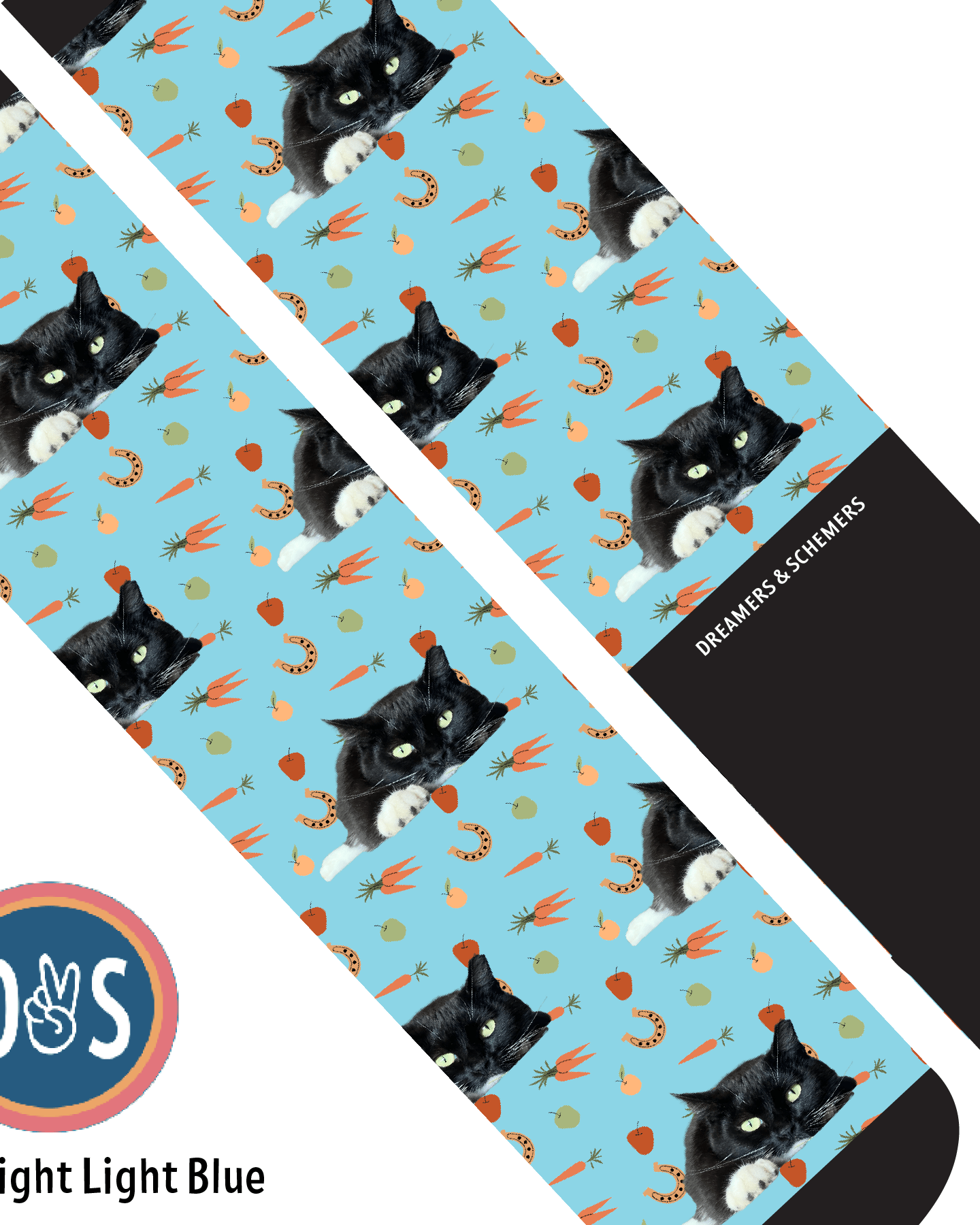 Custom AL Custom Socks Adult / Bright Light Blue Custom Solo with Stable Snackies Socks 1 Photo equestrian boot socks boot socks thin socks riding socks pattern socks tall socks funny socks knee high socks horse socks horse show socks