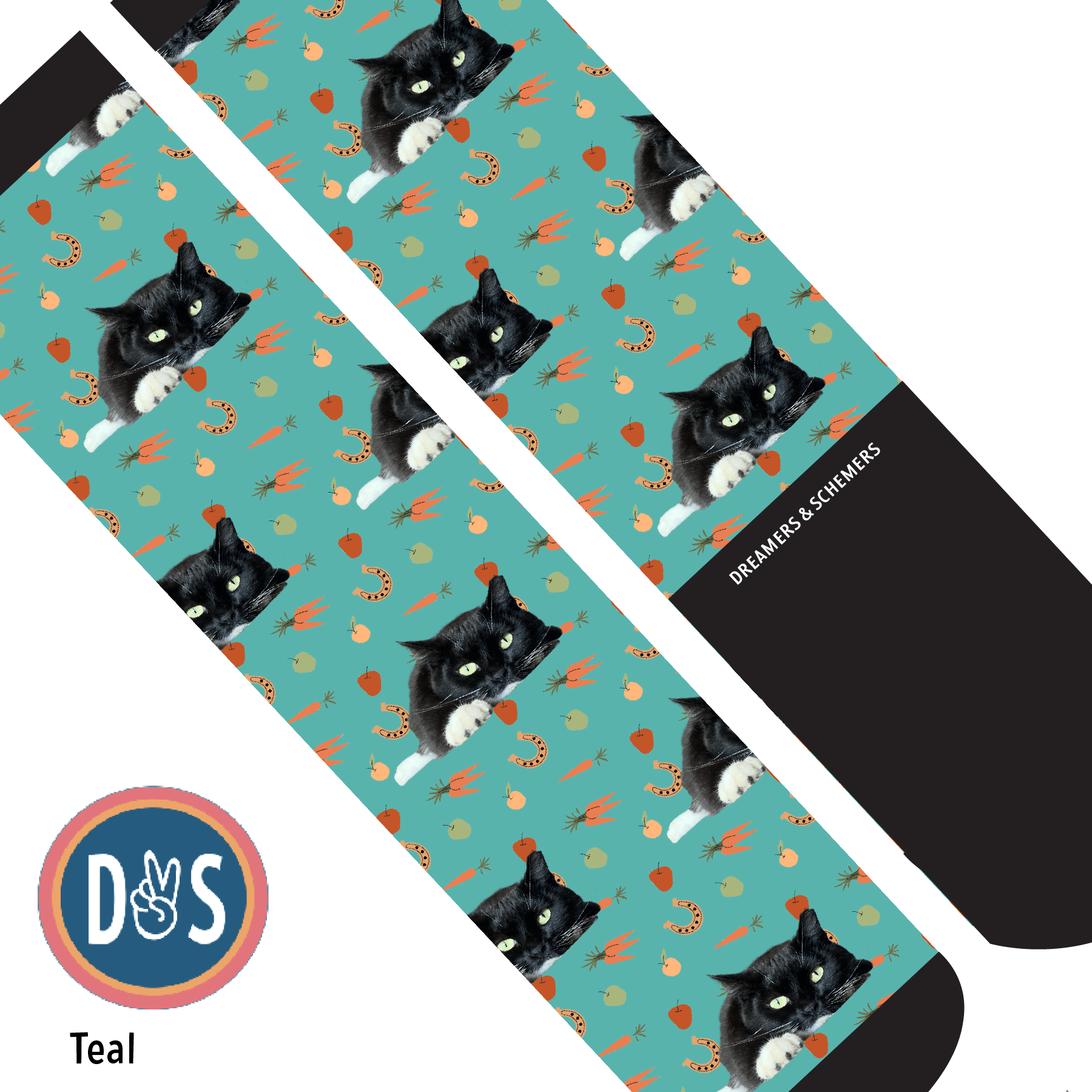 Custom AL Custom Socks Adult / Teal Custom Solo with Stable Snackies Socks 1 Photo equestrian boot socks boot socks thin socks riding socks pattern socks tall socks funny socks knee high socks horse socks horse show socks