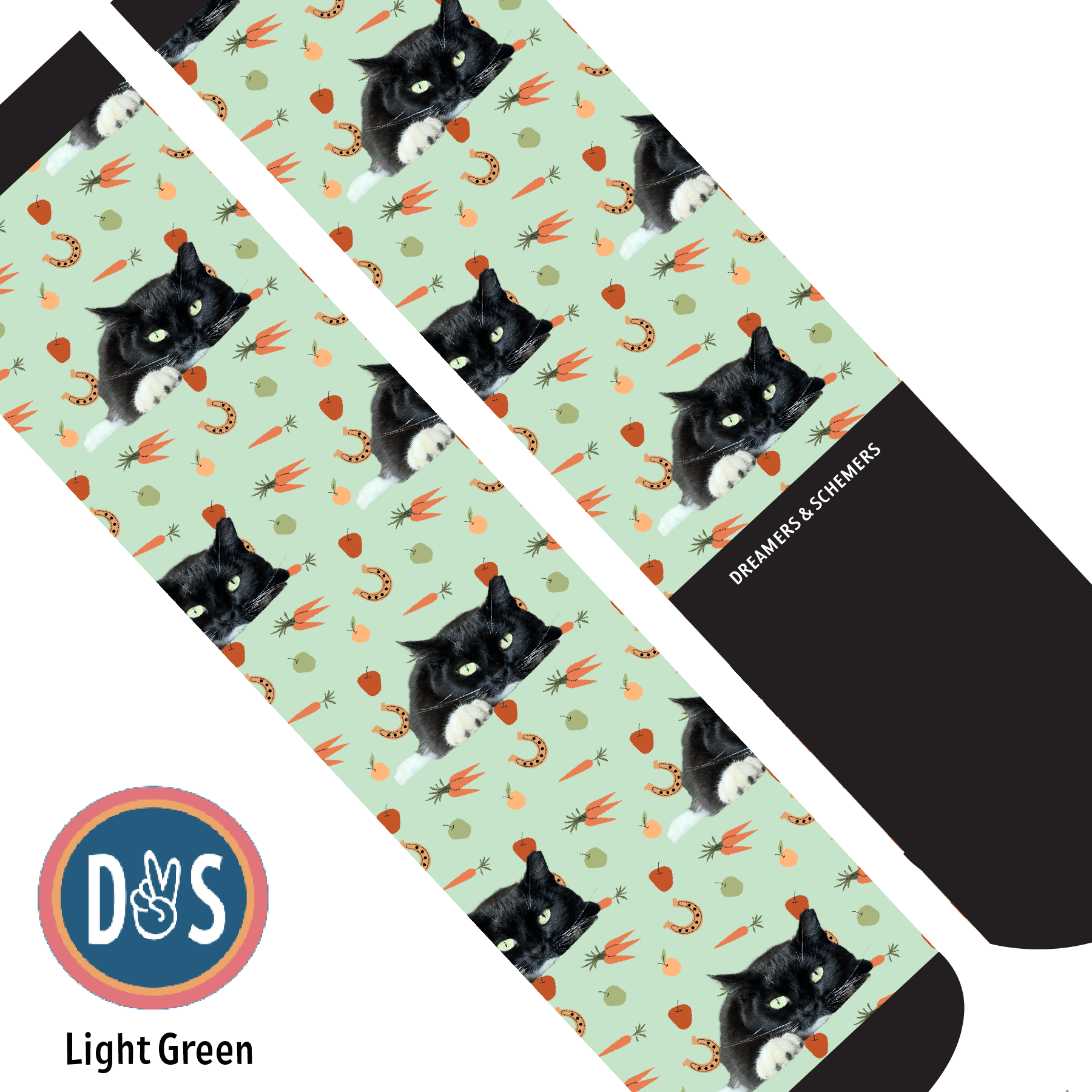 Custom AL Custom Socks Adult / Light Green Custom Solo with Stable Snackies Socks 1 Photo equestrian boot socks boot socks thin socks riding socks pattern socks tall socks funny socks knee high socks horse socks horse show socks