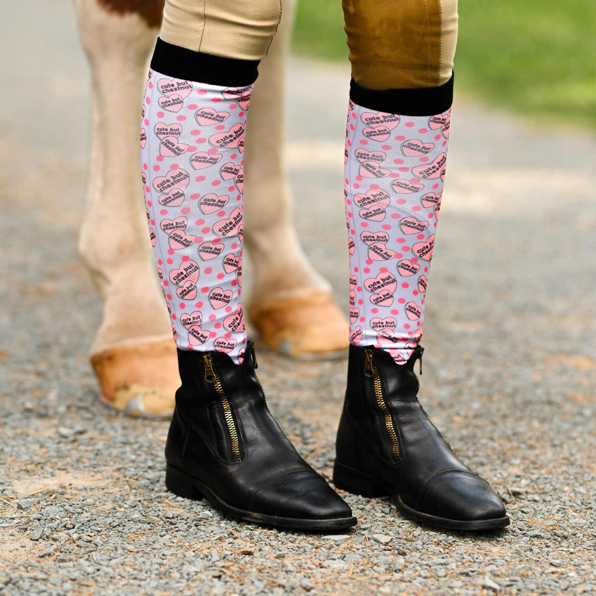 dreamers & schemers Pair & A Spare Cute but Chestnut Pair & A Spare Socks equestrian boot socks boot socks thin socks riding socks pattern socks tall socks funny socks knee high socks horse socks horse show socks