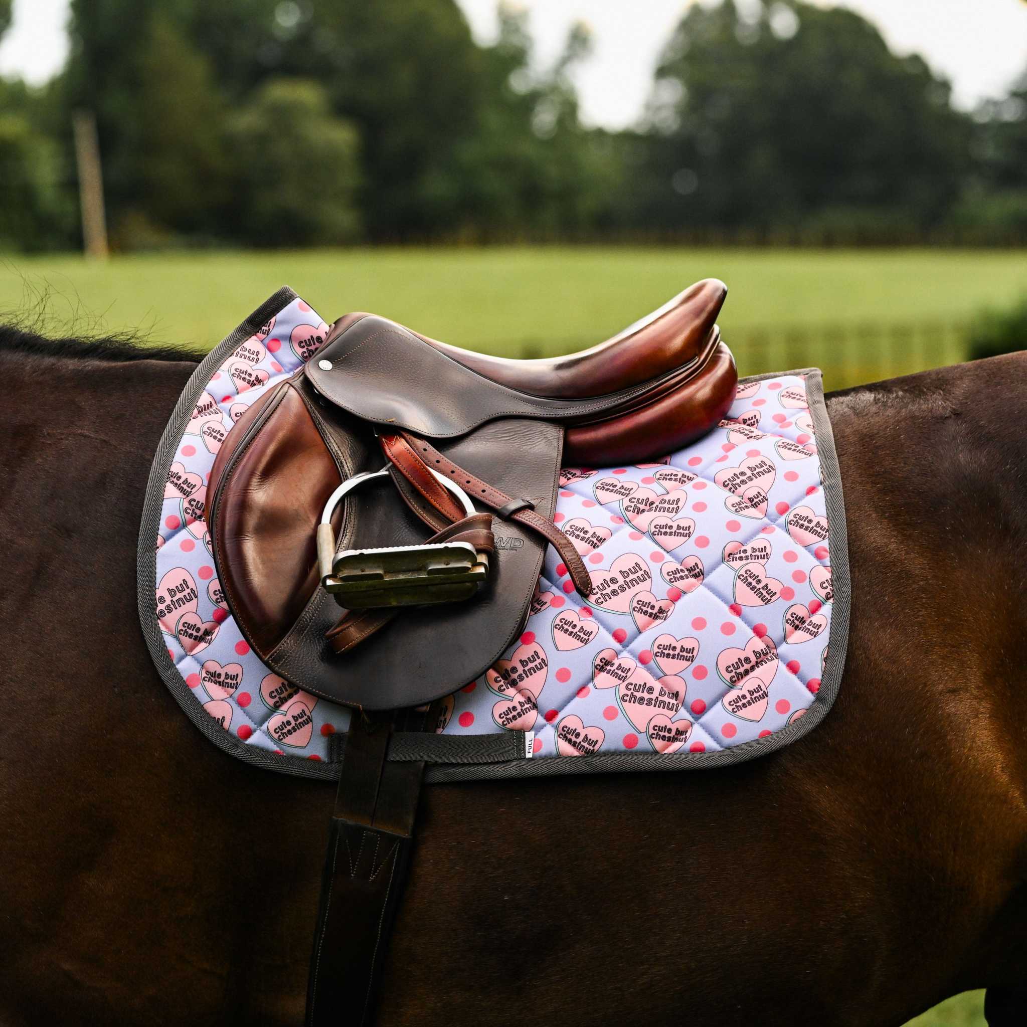 Dreamers & Schemers Cute but Chestnut Saddle Pad – patterned saddle pad, equestrian gift, horseback riding gear from Dreamers & Schemers Saddle Pads