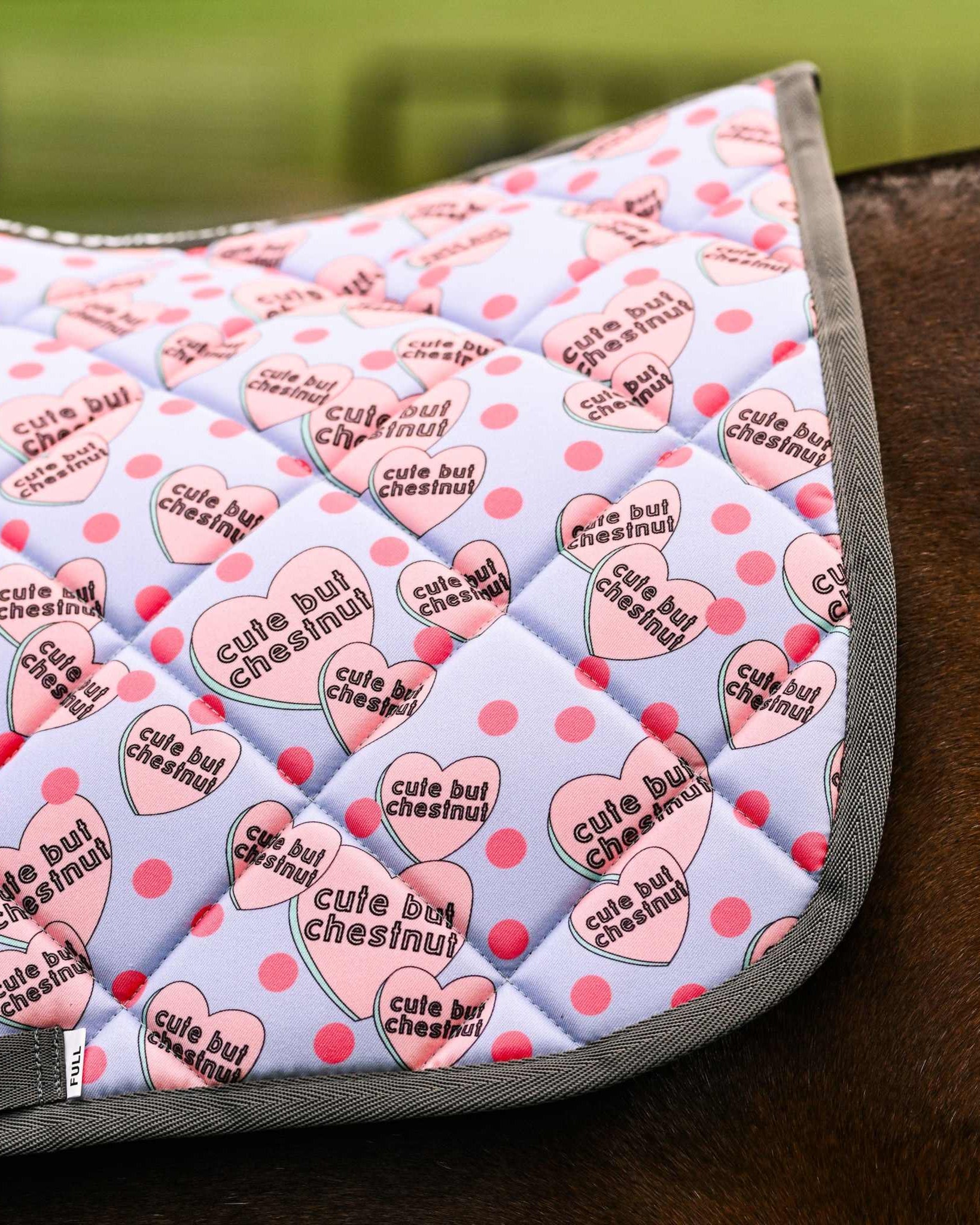 Dreamers & Schemers Cute but Chestnut Saddle Pad – patterned saddle pad, equestrian gift, horseback riding gear from Dreamers & Schemers Saddle Pads