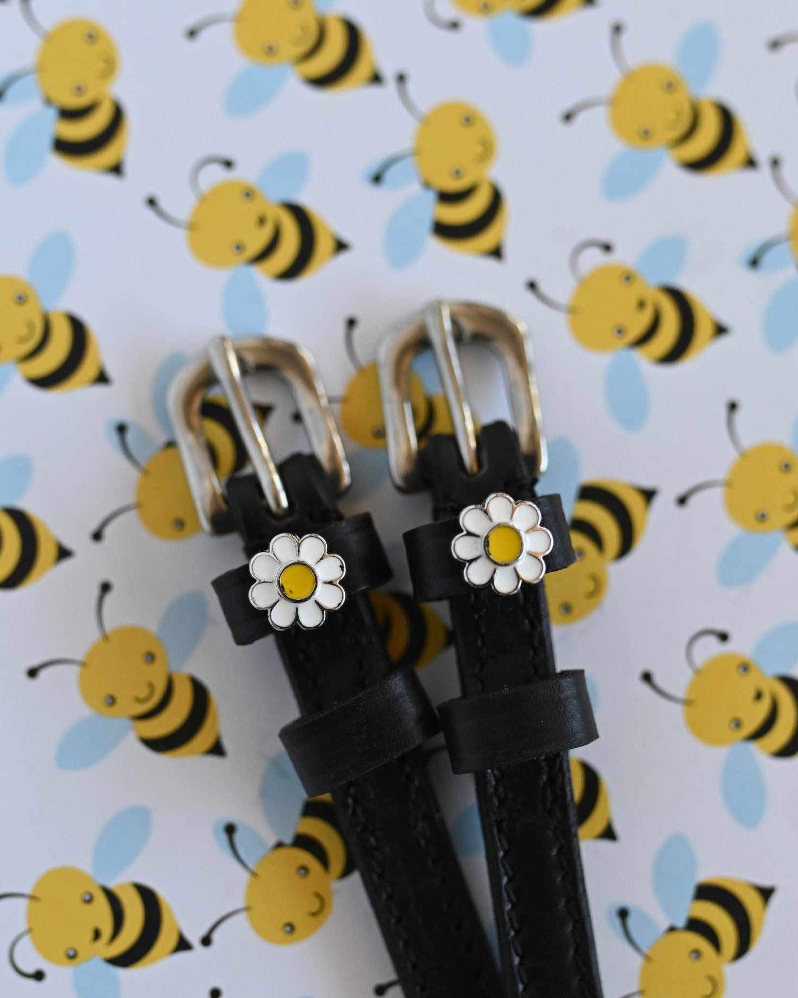 Daisy Flower patterned spur straps, equestrian accessory by ManeJane