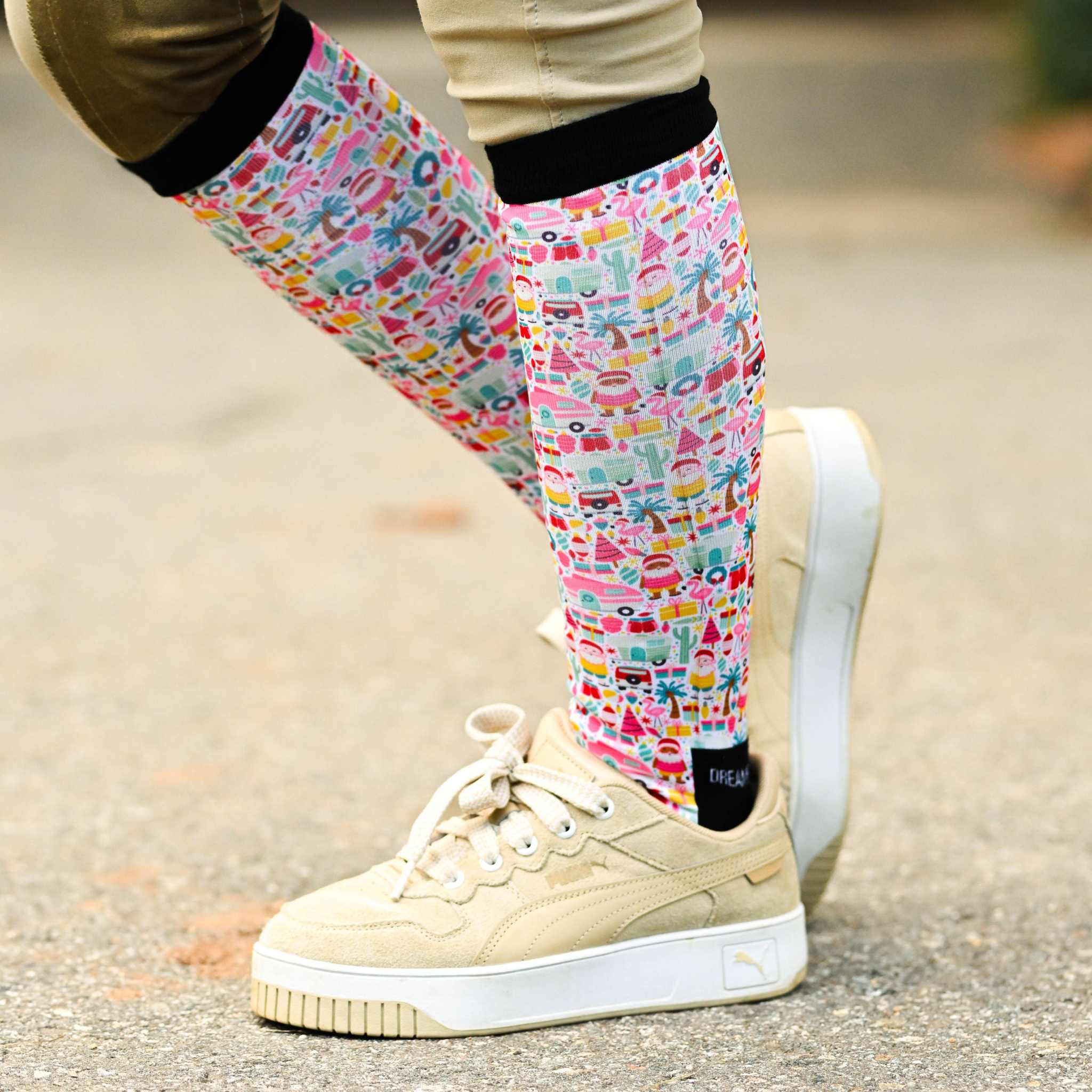 dreamers & schemers Pair & A Spare Deck the Palms Pair & A Spare Socks equestrian boot socks boot socks thin socks riding socks pattern socks tall socks funny socks knee high socks horse socks horse show socks