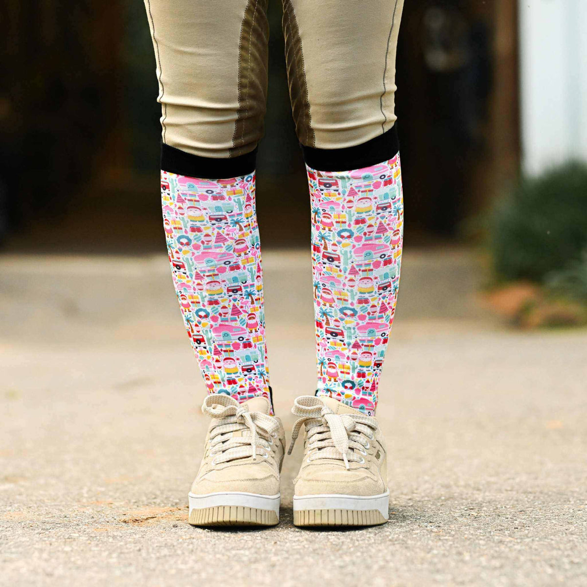 dreamers & schemers Pair & A Spare Deck the Palms Pair & A Spare Socks equestrian boot socks boot socks thin socks riding socks pattern socks tall socks funny socks knee high socks horse socks horse show socks