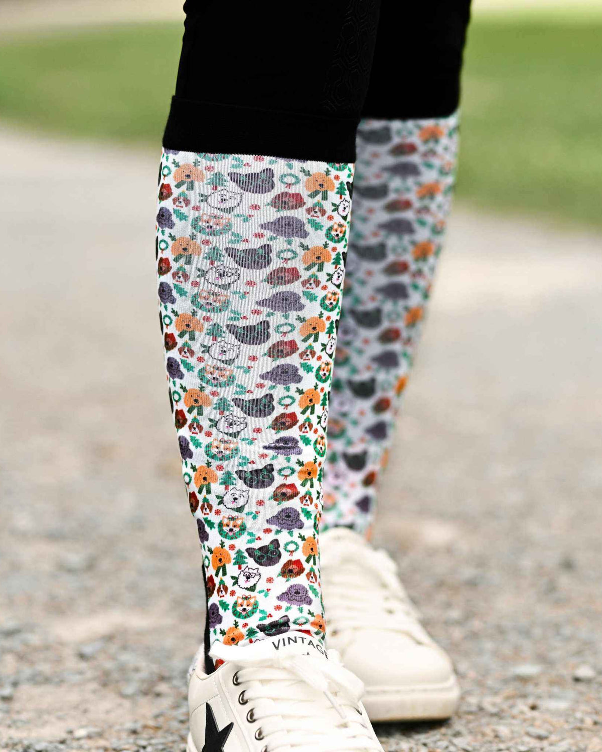 dreamers & schemers Pair & A Spare Deck the Paws Pair & A Spare Socks equestrian boot socks boot socks thin socks riding socks pattern socks tall socks funny socks knee high socks horse socks horse show socks