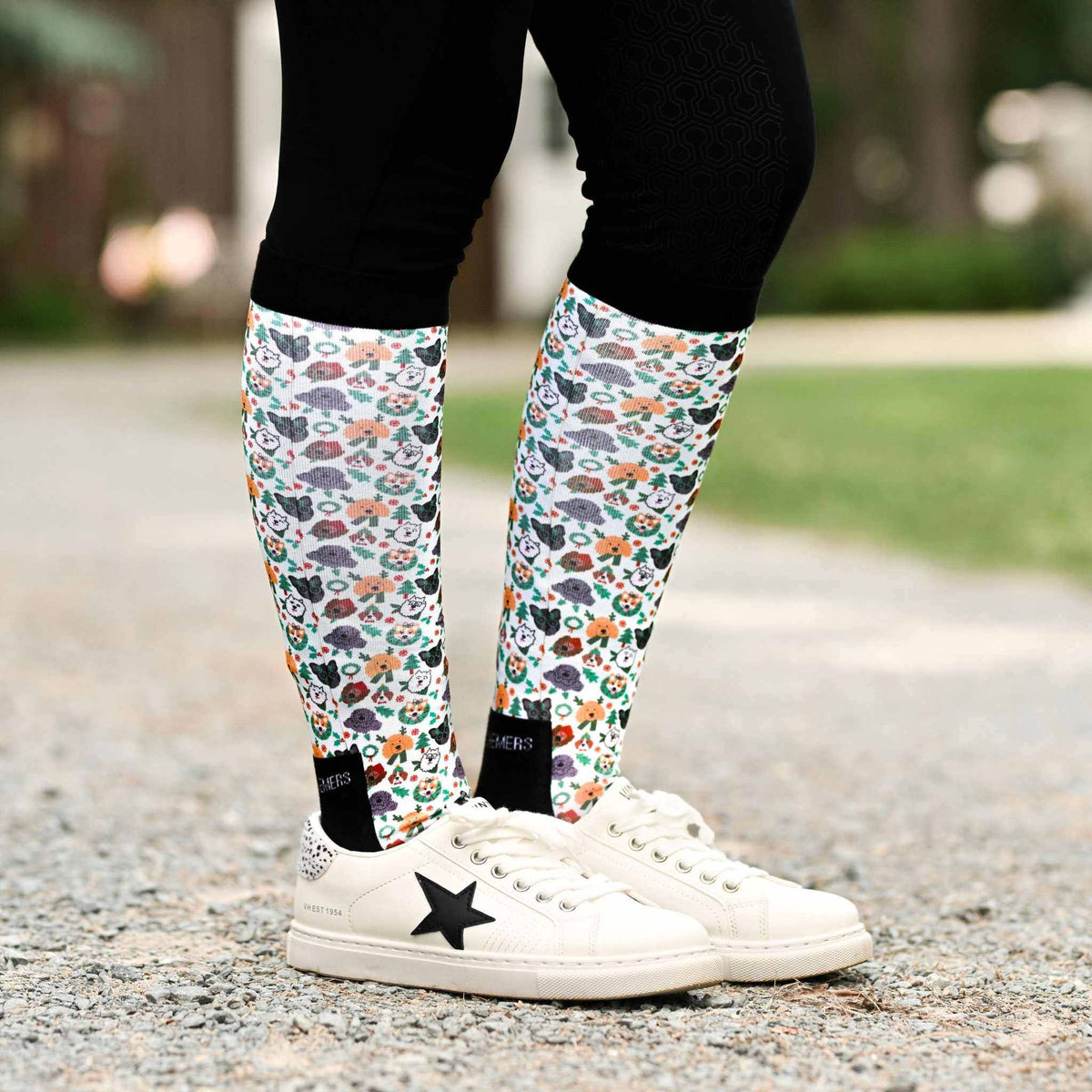 dreamers & schemers Pair & A Spare Deck the Paws Pair & A Spare Socks equestrian boot socks boot socks thin socks riding socks pattern socks tall socks funny socks knee high socks horse socks horse show socks