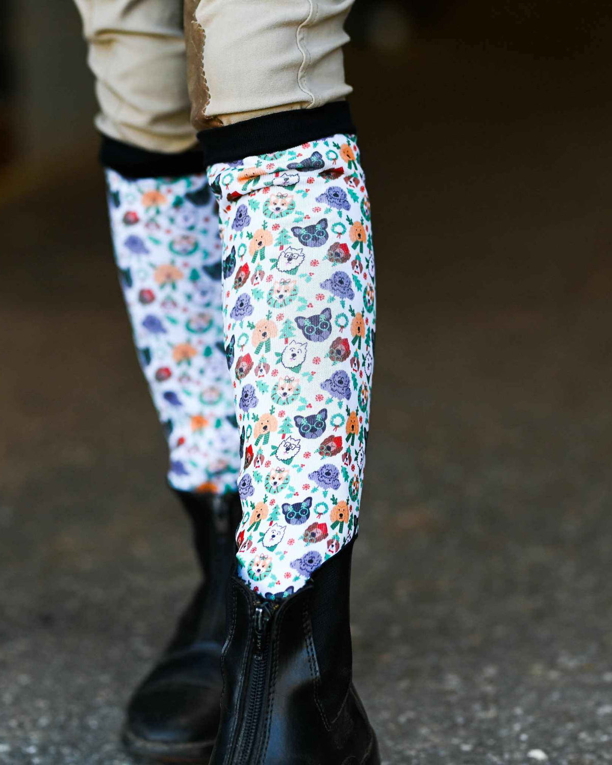 dreamers & schemers Youth Deck the Paws Youth Pair & A Spare Socks equestrian boot socks boot socks thin socks riding socks pattern socks tall socks funny socks knee high socks horse socks horse show socks