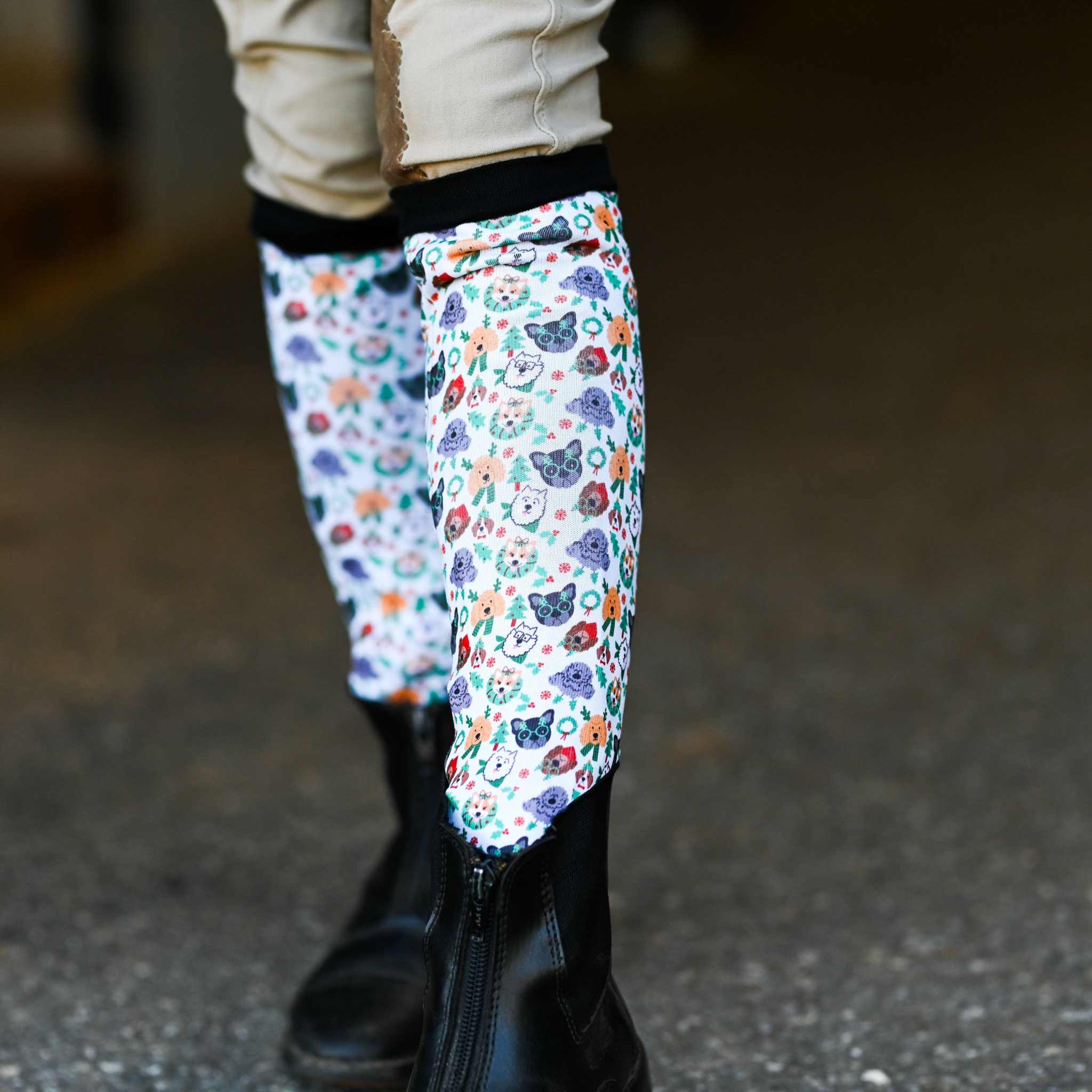 dreamers & schemers Youth Deck the Paws Youth Pair & A Spare Socks equestrian boot socks boot socks thin socks riding socks pattern socks tall socks funny socks knee high socks horse socks horse show socks