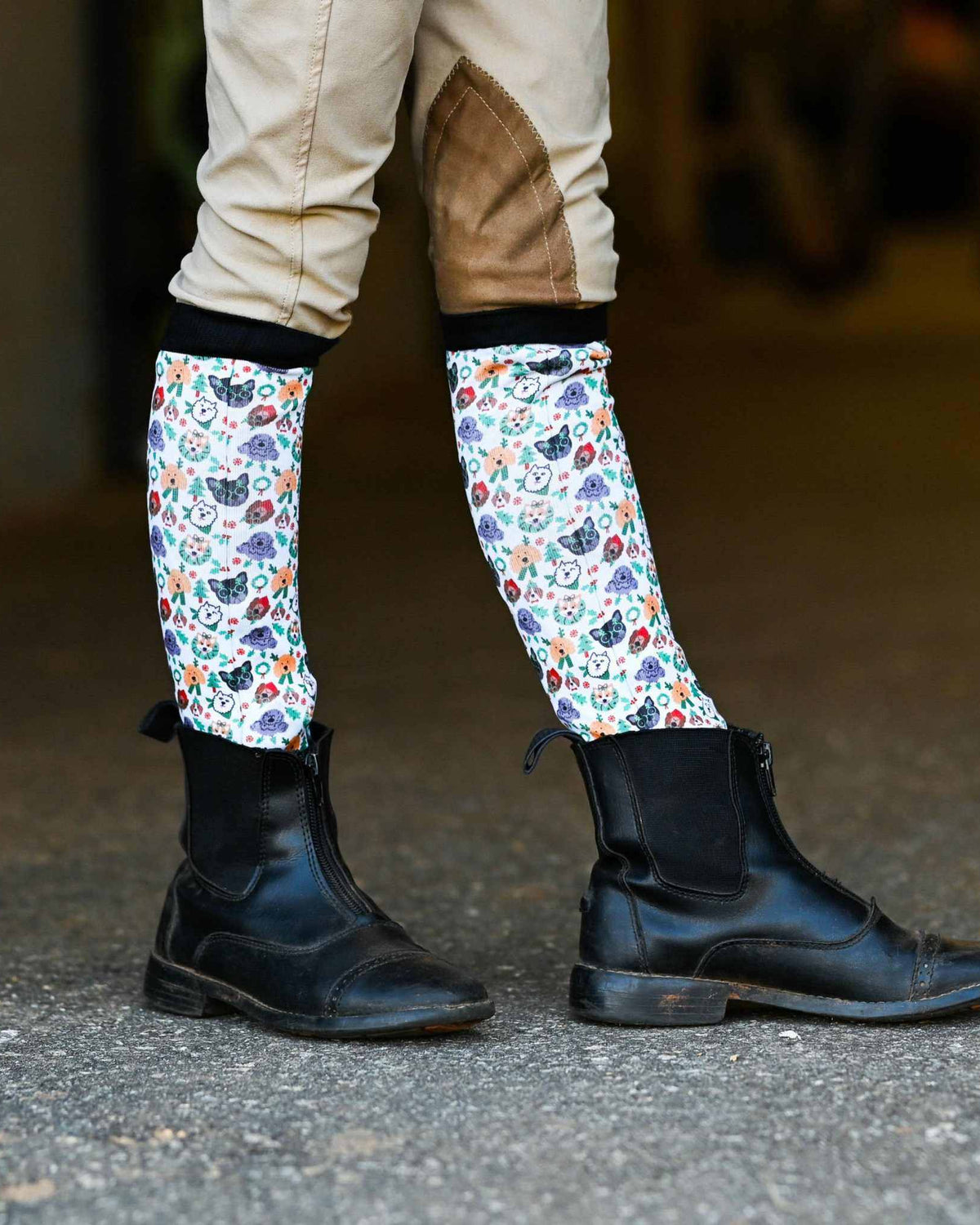 dreamers & schemers Youth Deck the Paws Youth Pair & A Spare Socks equestrian boot socks boot socks thin socks riding socks pattern socks tall socks funny socks knee high socks horse socks horse show socks