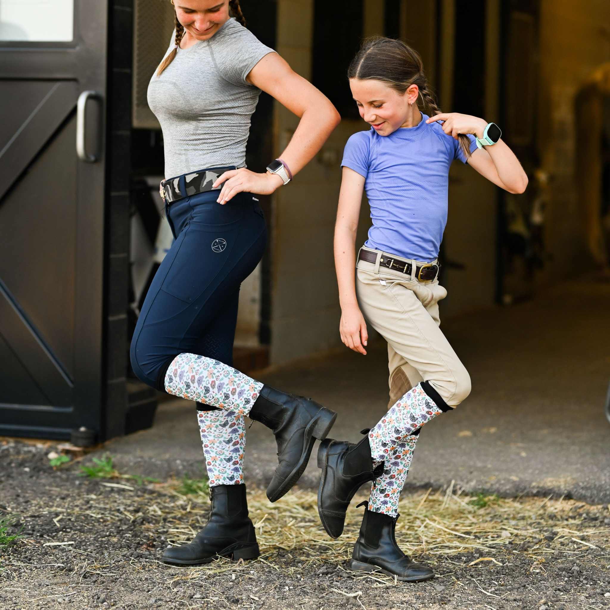 dreamers & schemers Youth Deck the Paws Youth Pair & A Spare Socks equestrian boot socks boot socks thin socks riding socks pattern socks tall socks funny socks knee high socks horse socks horse show socks