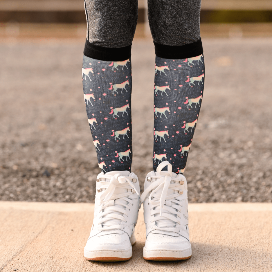 dreamers & schemers Pair & A Spare Do you Believe in Magic? Pair & a Spare equestrian boot socks boot socks thin socks riding socks pattern socks tall socks funny socks knee high socks horse socks horse show socks