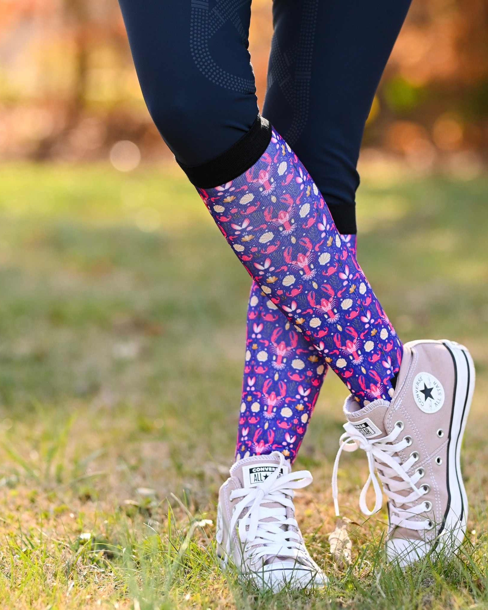 dreamers & schemers Pair & A Spare Don't Be Shellfish Pair & a Spare Socks equestrian boot socks boot socks thin socks riding socks pattern socks tall socks funny socks knee high socks horse socks horse show socks