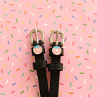 ManeJane Donut Spur Straps Spur Straps — black leather, non-stretch, hero image for English riders.