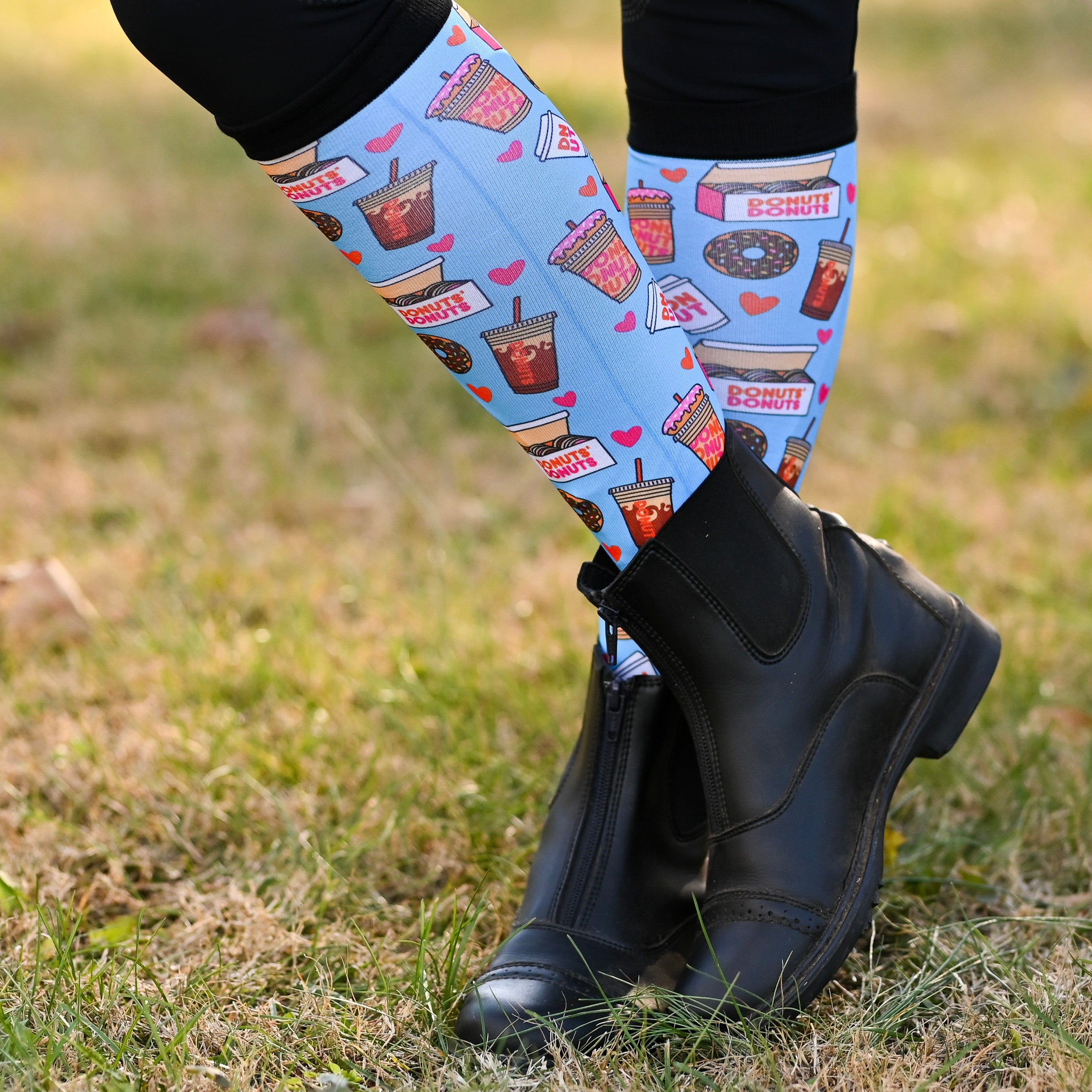 dreamers & schemers Pair & A Spare Donuts Pair & a Spare Socks equestrian boot socks boot socks thin socks riding socks pattern socks tall socks funny socks knee high socks horse socks horse show socks