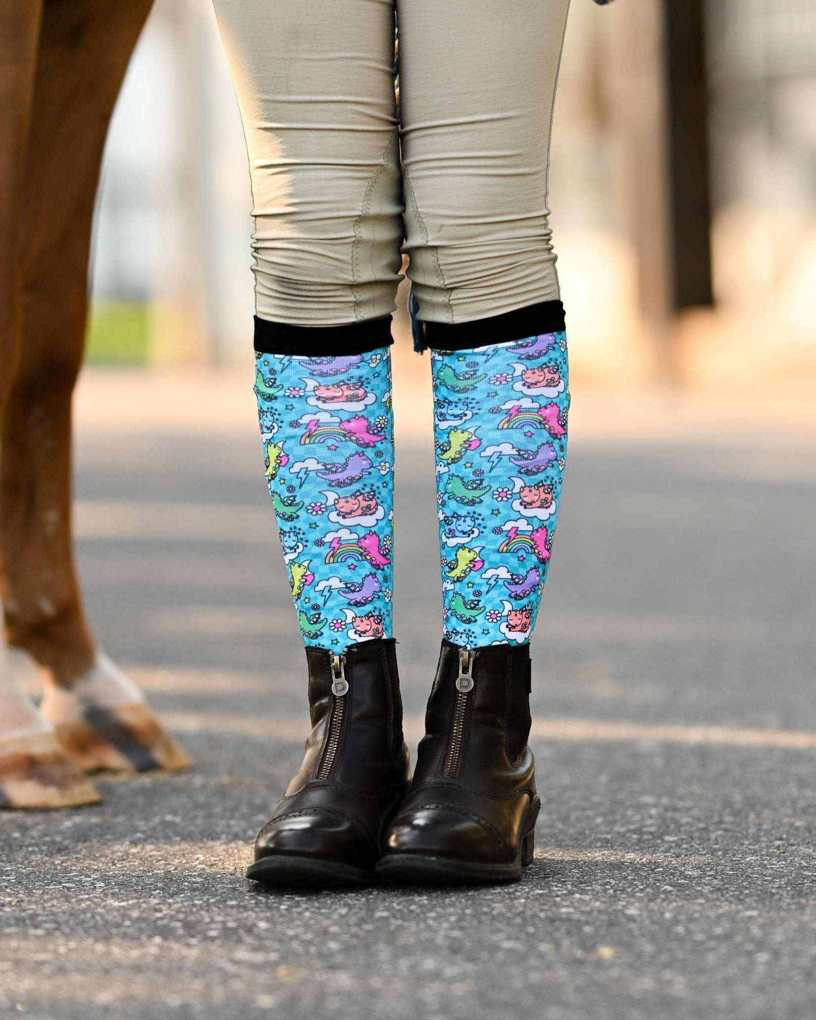 dreamers & schemers Youth Dragon Dreams Youth Pair & A Spare Socks equestrian boot socks boot socks thin socks riding socks pattern socks tall socks funny socks knee high socks horse socks horse show socks
