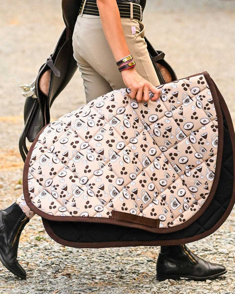 Dreamers & Schemers Espresso Yourself Saddle Pad – patterned saddle pad, equestrian gift, horseback riding gear from Dreamers & Schemers Saddle Pads