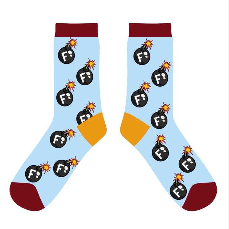 dreamers & schemers Crew Sock Blue/Grey F Bomb Crew equestrian boot socks boot socks thin socks riding socks pattern socks tall socks funny socks knee high socks horse socks horse show socks