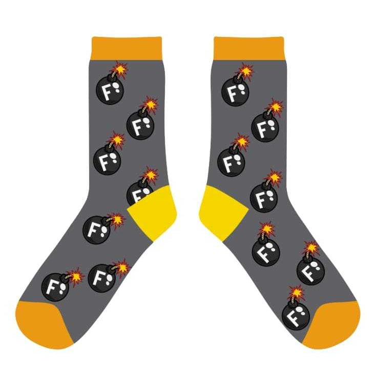 dreamers & schemers Crew Sock Grey/Orange F Bomb Crew equestrian boot socks boot socks thin socks riding socks pattern socks tall socks funny socks knee high socks horse socks horse show socks