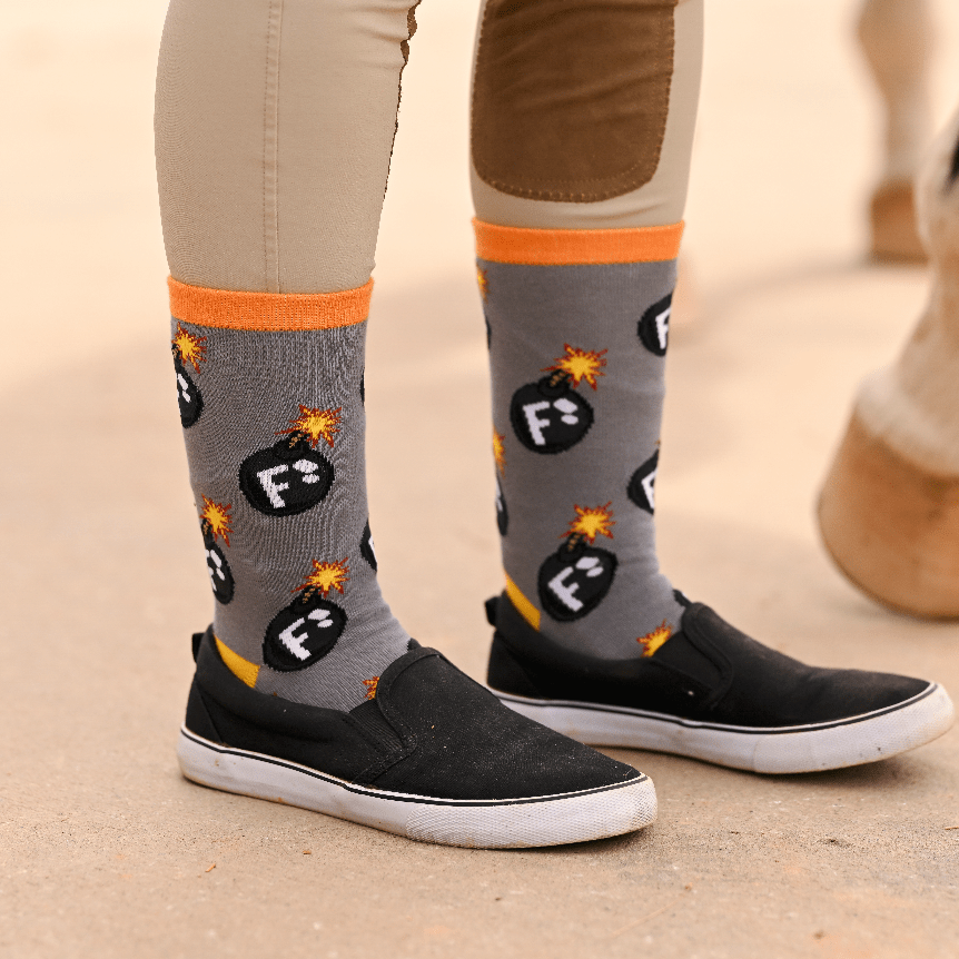 dreamers & schemers Crew Sock F Bomb Crew equestrian boot socks boot socks thin socks riding socks pattern socks tall socks funny socks knee high socks horse socks horse show socks