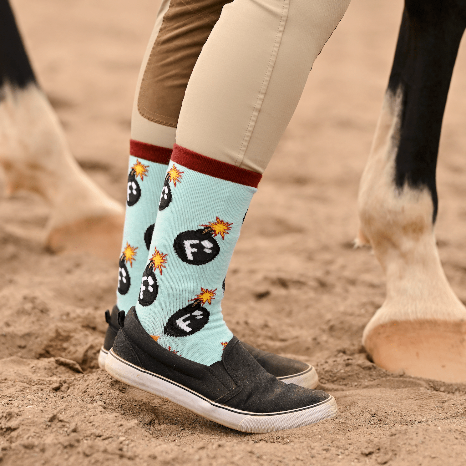 dreamers & schemers Crew Sock F Bomb Crew equestrian boot socks boot socks thin socks riding socks pattern socks tall socks funny socks knee high socks horse socks horse show socks