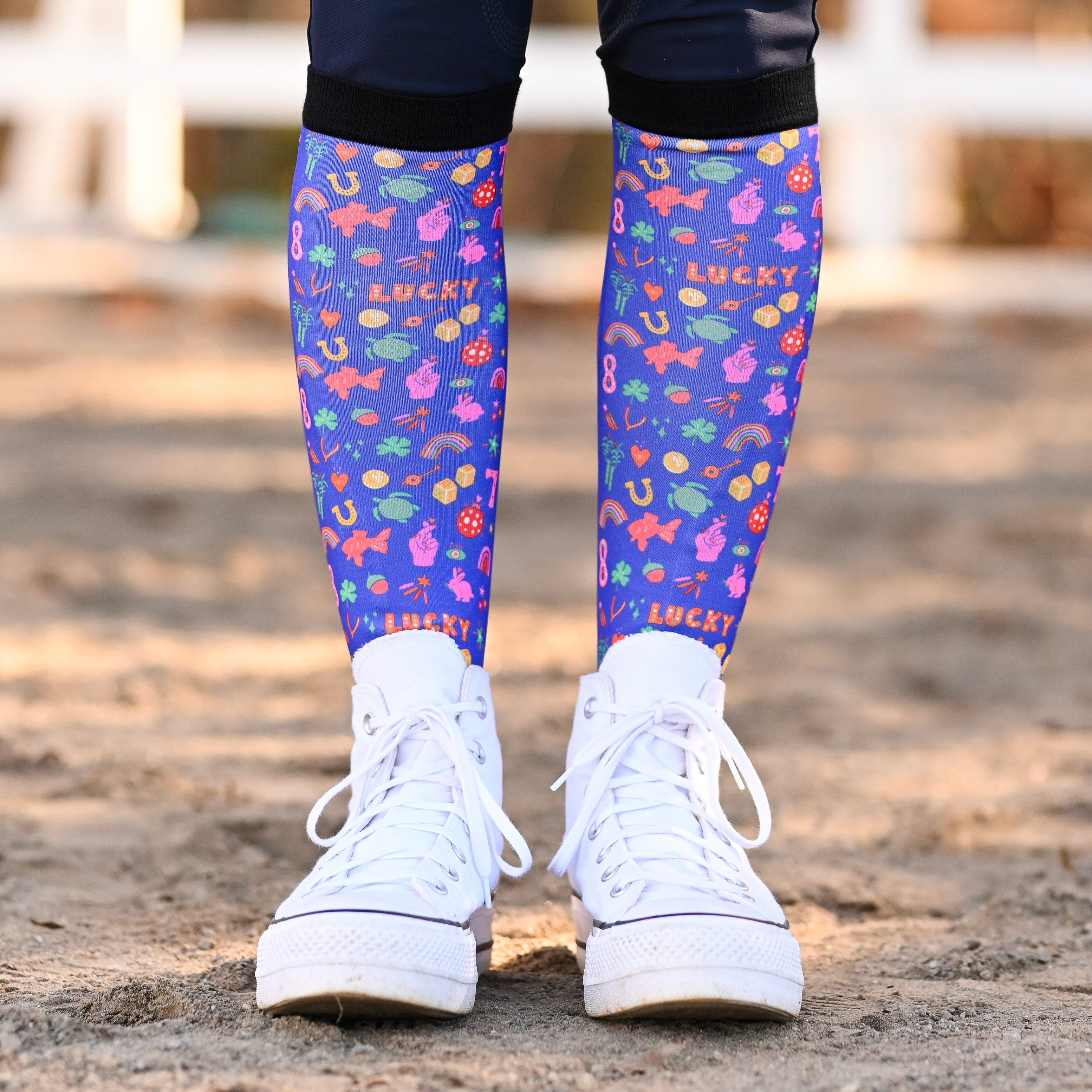dreamers & schemers Pair & A Spare Fingers Crossed Pair & a Spare Socks equestrian boot socks boot socks thin socks riding socks pattern socks tall socks funny socks knee high socks horse socks horse show socks