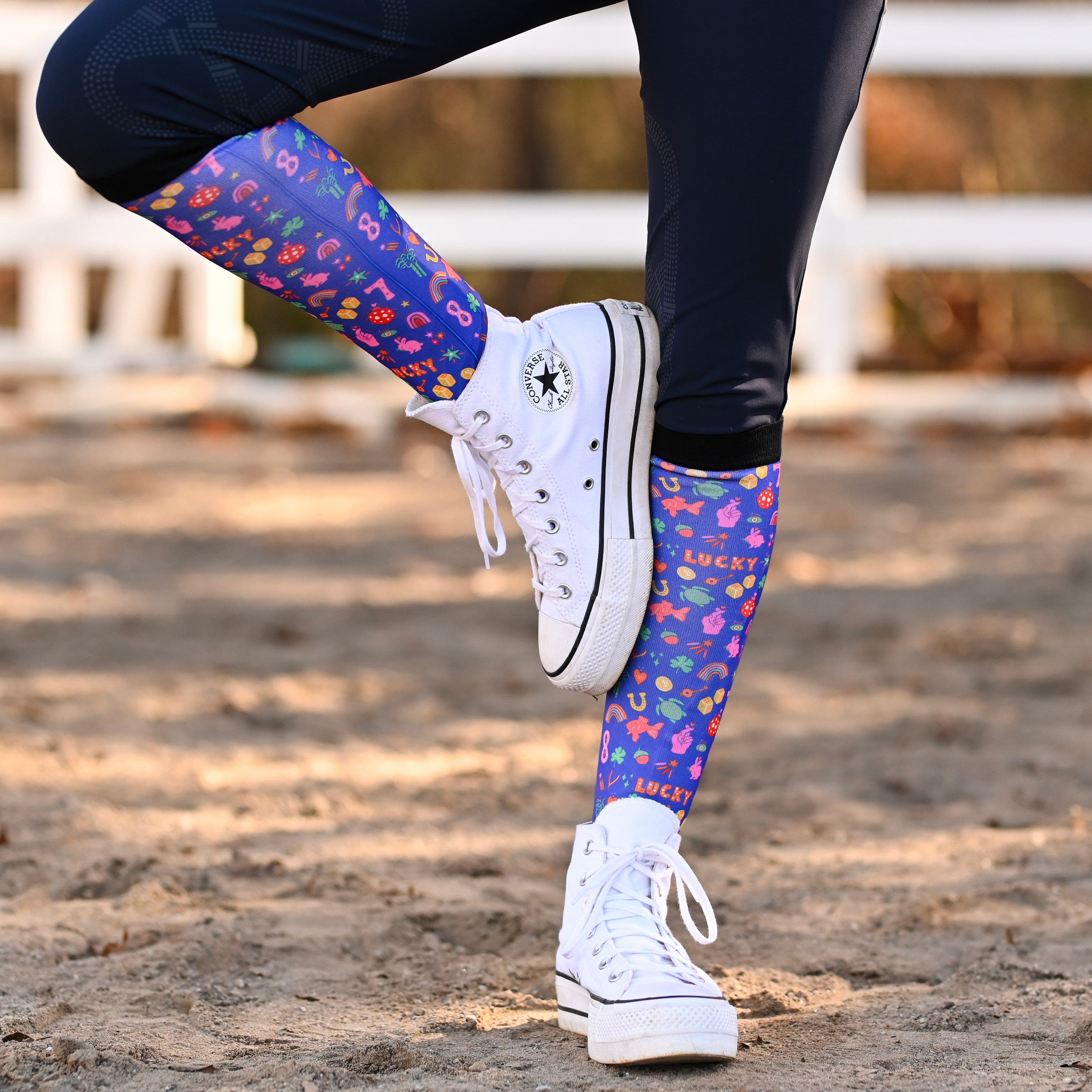 dreamers & schemers Pair & A Spare Fingers Crossed Pair & a Spare Socks equestrian boot socks boot socks thin socks riding socks pattern socks tall socks funny socks knee high socks horse socks horse show socks