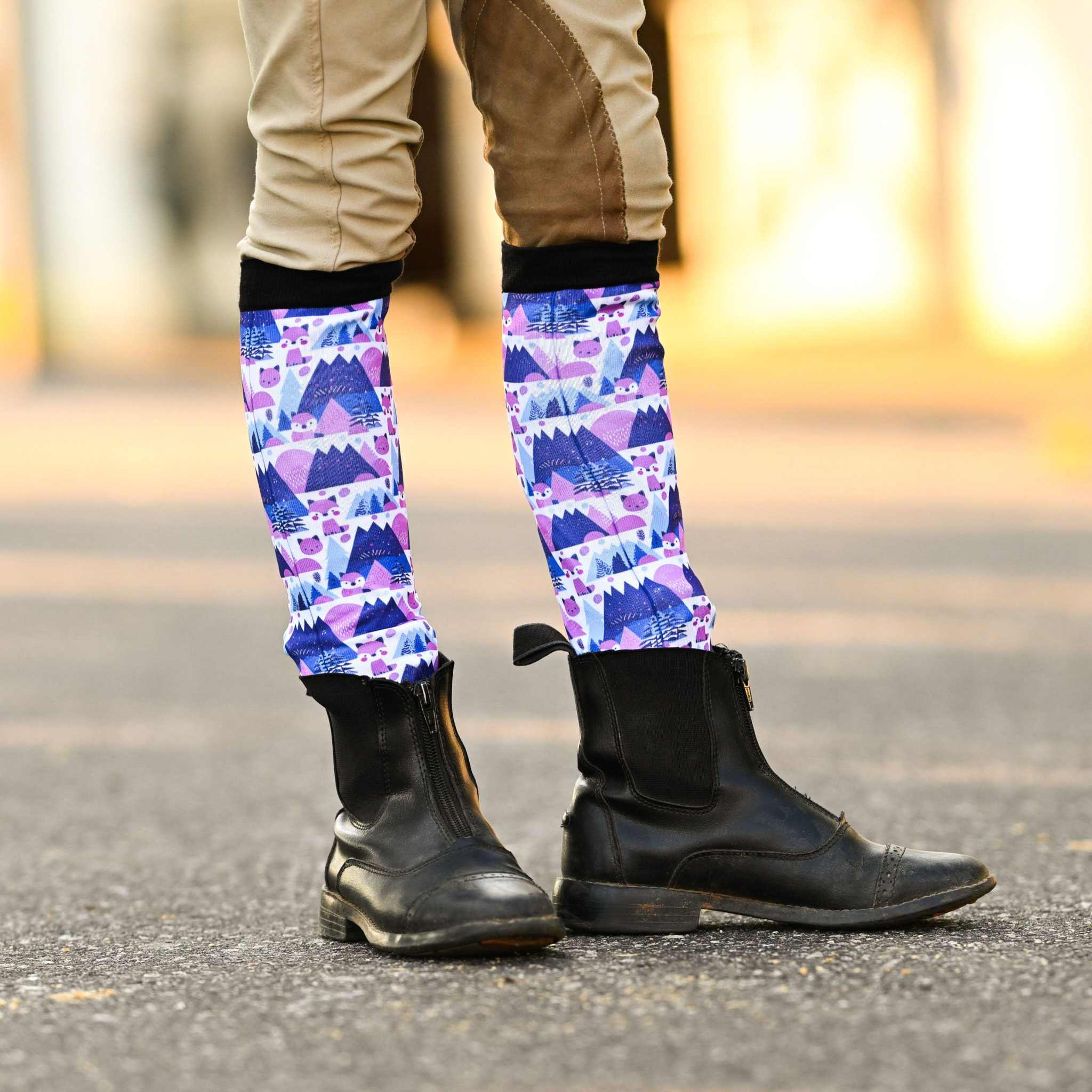 dreamers & schemers Youth Foxy Flurries Youth Pair & a Spare Socks equestrian boot socks boot socks thin socks riding socks pattern socks tall socks funny socks knee high socks horse socks horse show socks