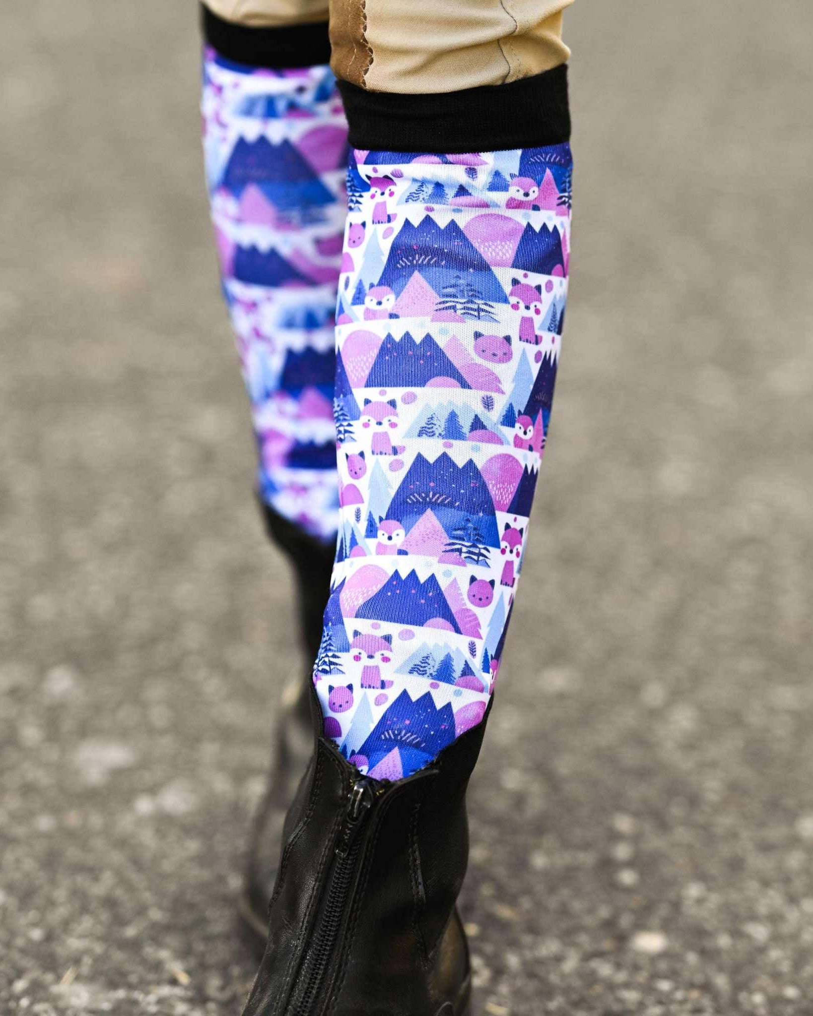 dreamers & schemers Youth Foxy Flurries Youth Pair & a Spare Socks equestrian boot socks boot socks thin socks riding socks pattern socks tall socks funny socks knee high socks horse socks horse show socks