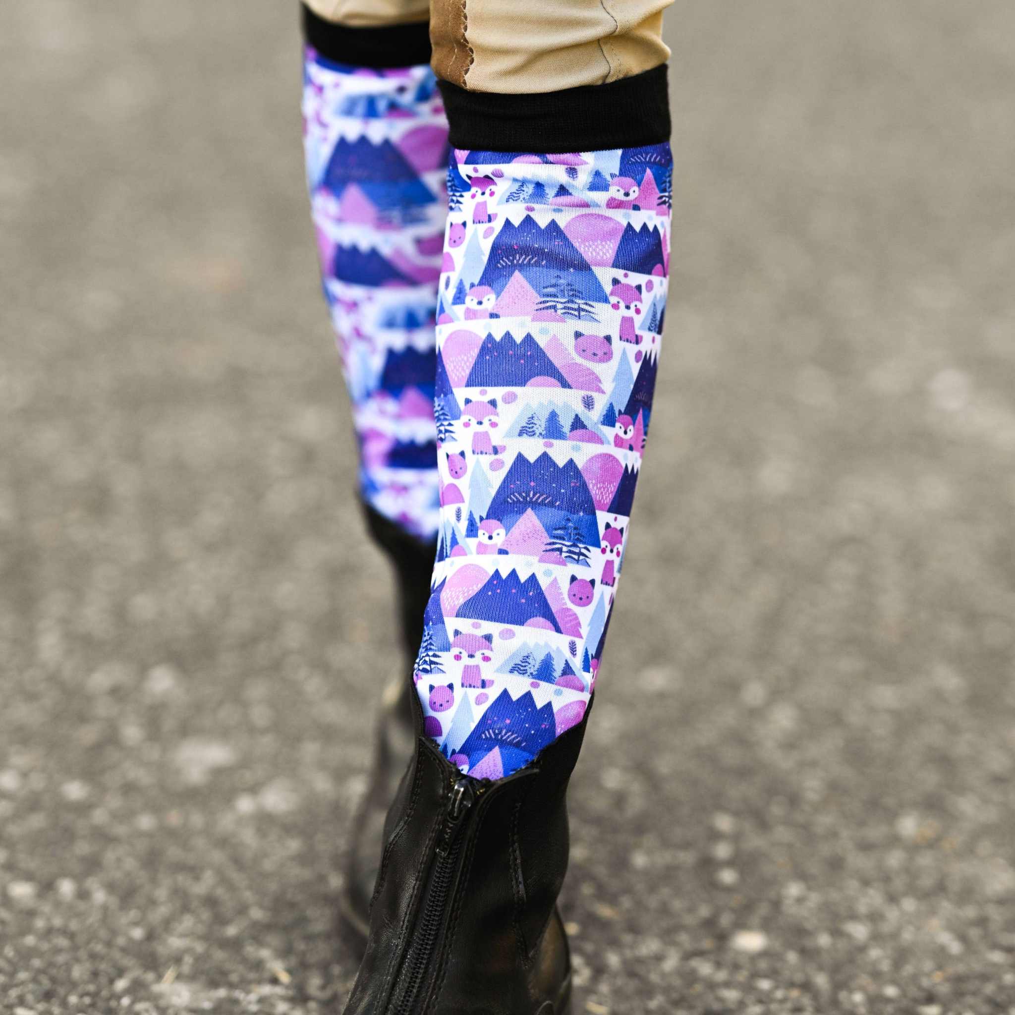 dreamers & schemers Youth Foxy Flurries Youth Pair & a Spare Socks equestrian boot socks boot socks thin socks riding socks pattern socks tall socks funny socks knee high socks horse socks horse show socks
