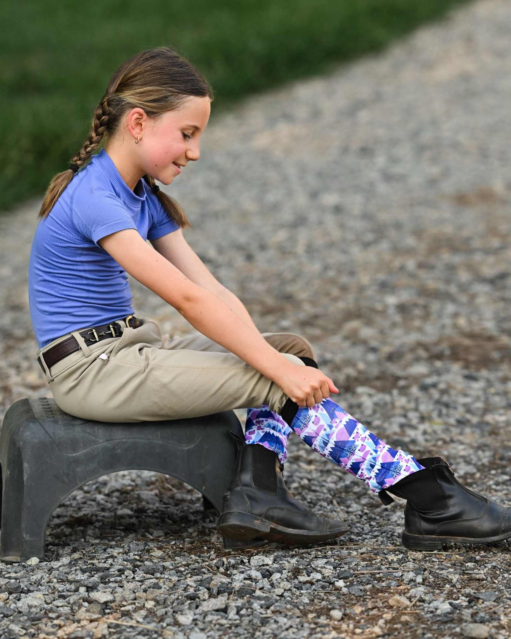 dreamers & schemers Youth Foxy Flurries Youth Pair & a Spare Socks equestrian boot socks boot socks thin socks riding socks pattern socks tall socks funny socks knee high socks horse socks horse show socks