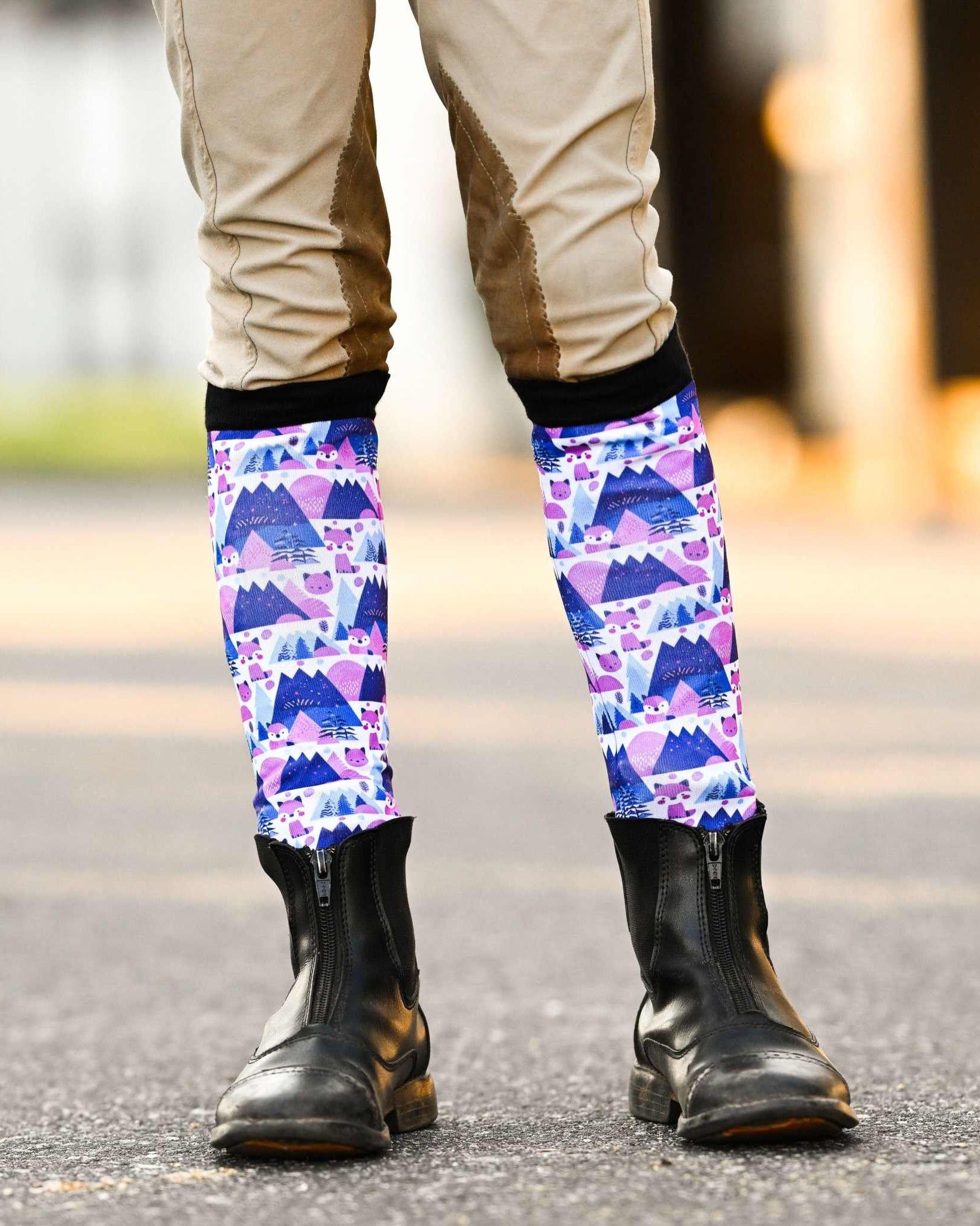 dreamers & schemers Youth Foxy Flurries Youth Pair & a Spare Socks equestrian boot socks boot socks thin socks riding socks pattern socks tall socks funny socks knee high socks horse socks horse show socks