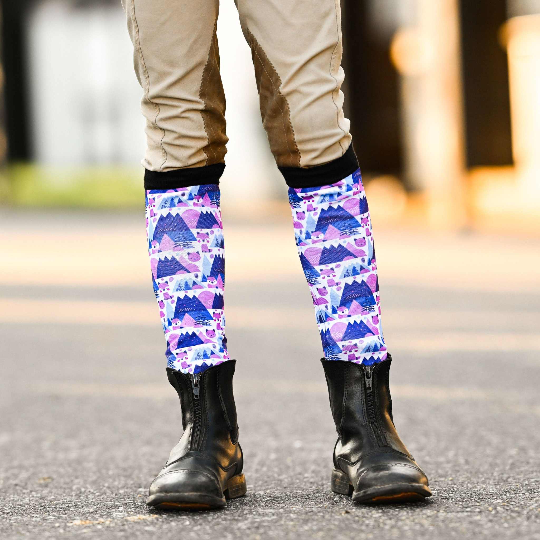 dreamers & schemers Youth Foxy Flurries Youth Pair & a Spare Socks equestrian boot socks boot socks thin socks riding socks pattern socks tall socks funny socks knee high socks horse socks horse show socks