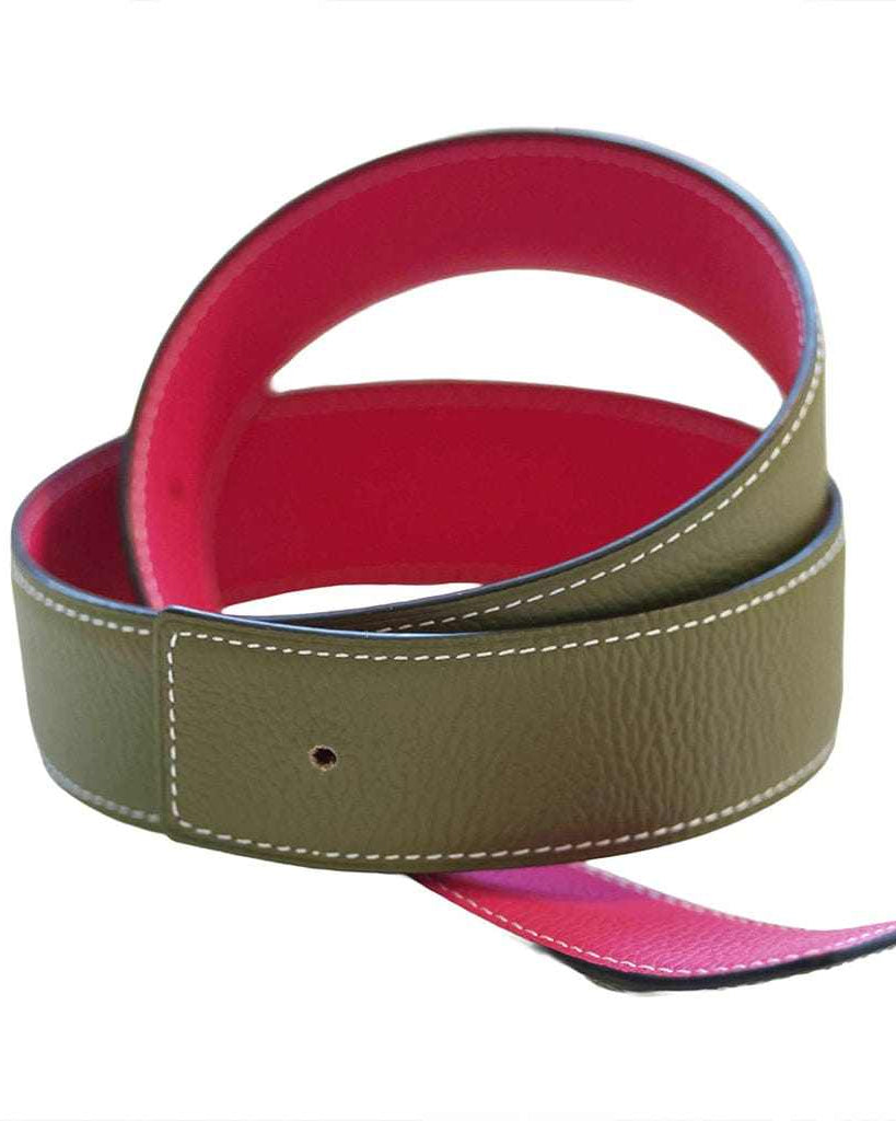 ManeJane Belt Fuchsia/Olive Reversible Leather Belt Strap equestrian boot socks boot socks thin socks riding socks pattern socks tall socks funny socks knee high socks horse socks horse show socks