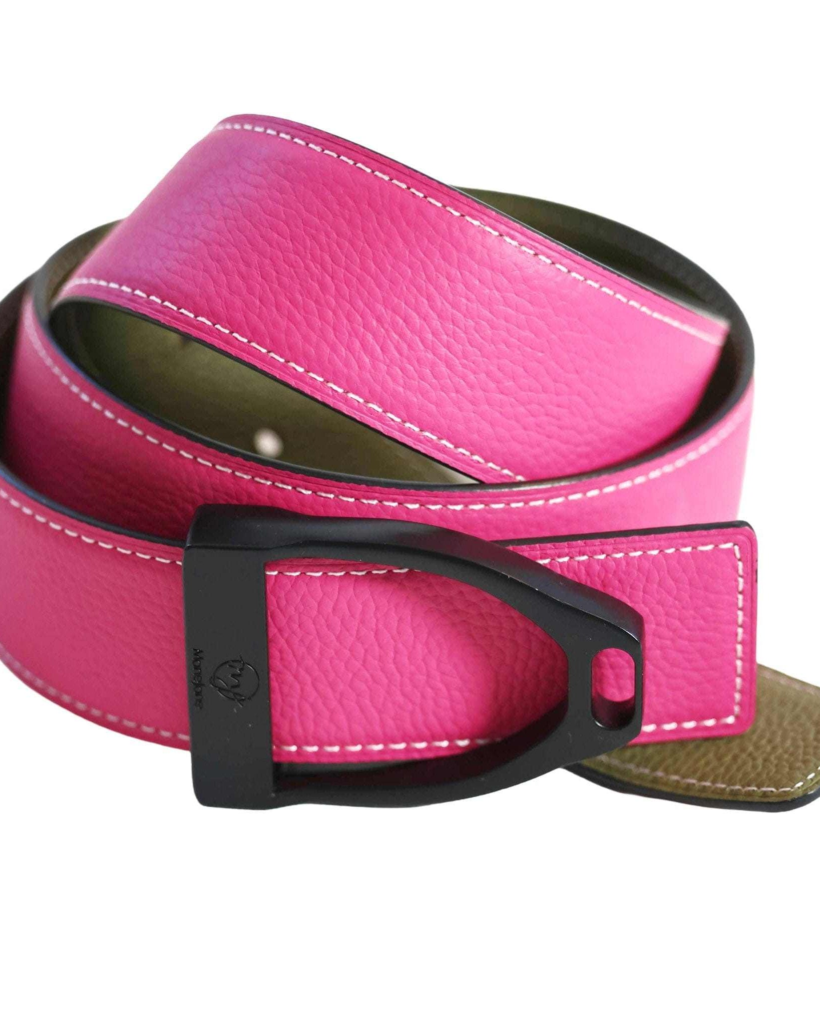 ManeJane Belt Fuchsia/Olive Reversible Leather Belt Strap equestrian boot socks boot socks thin socks riding socks pattern socks tall socks funny socks knee high socks horse socks horse show socks